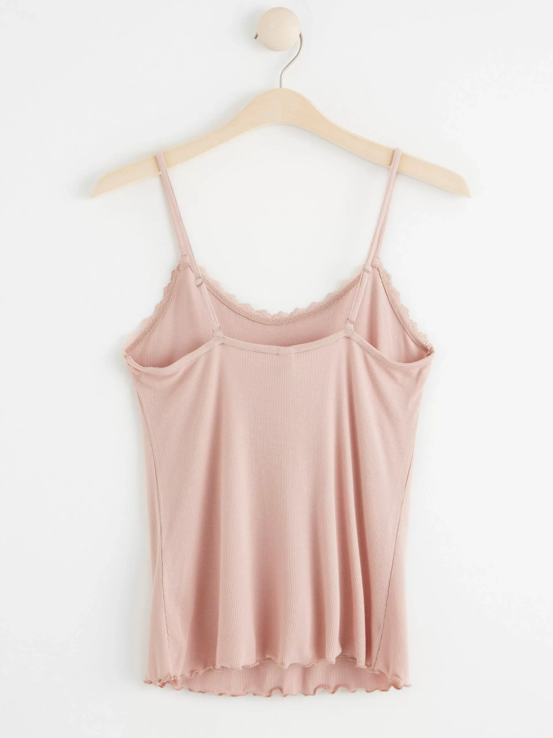 Nattplagg>Lindex Ribbat Linne Med Spets Dusty Pink
