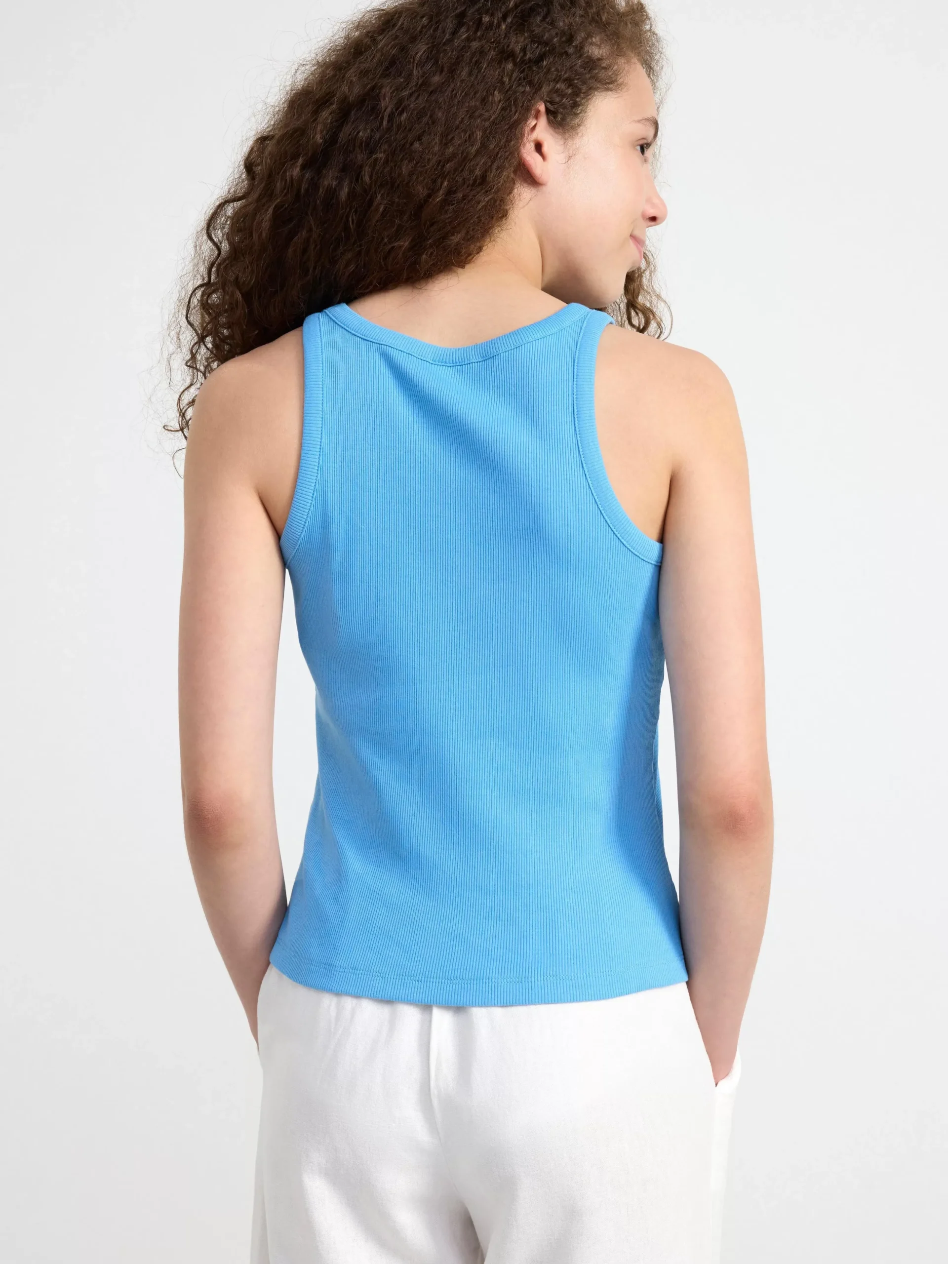Toppar & T-Shirts>Lindex Ribbat Linne Med Strass Light Dusty Blue