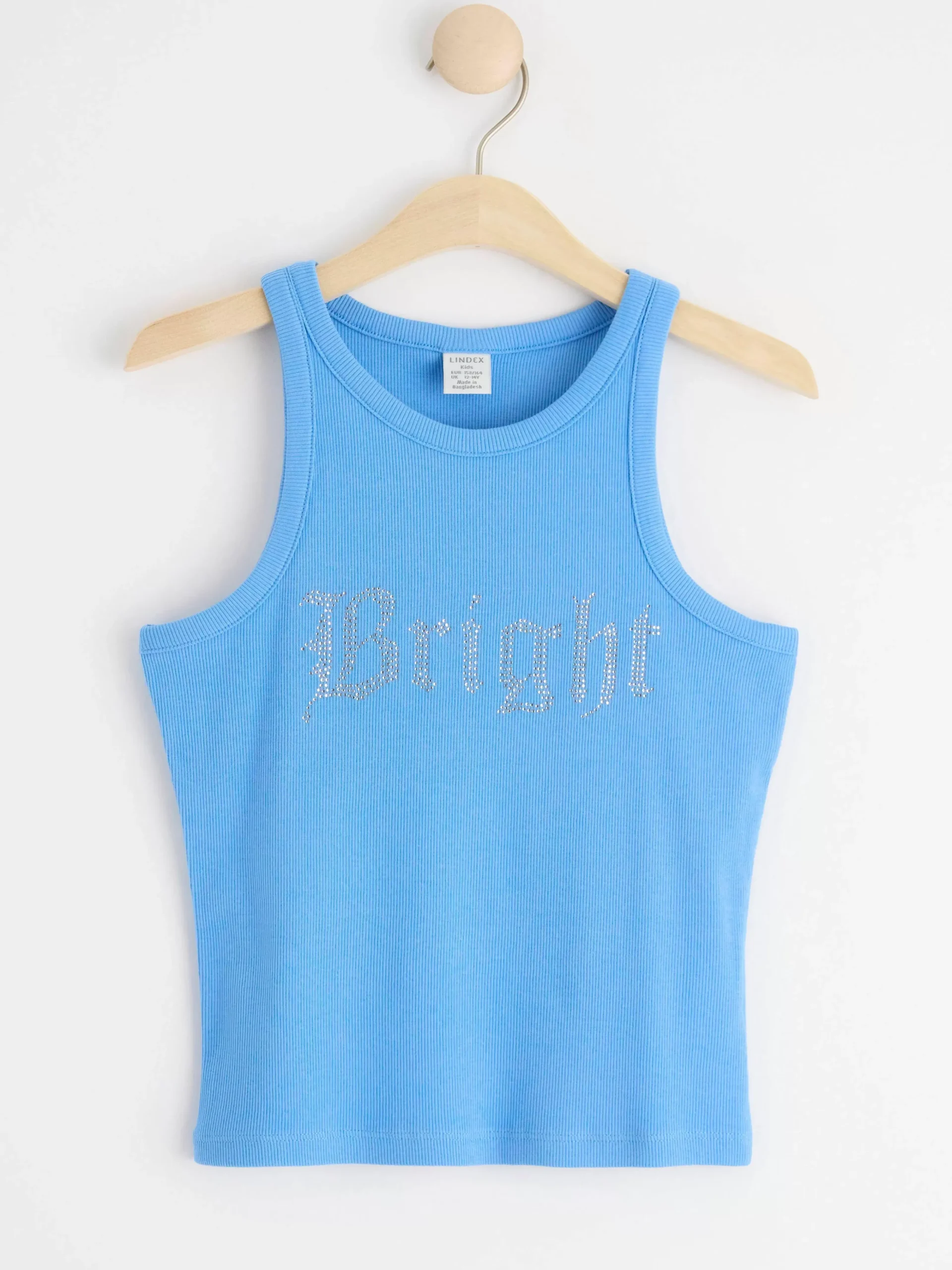 Toppar & T-Shirts>Lindex Ribbat Linne Med Strass Light Dusty Blue