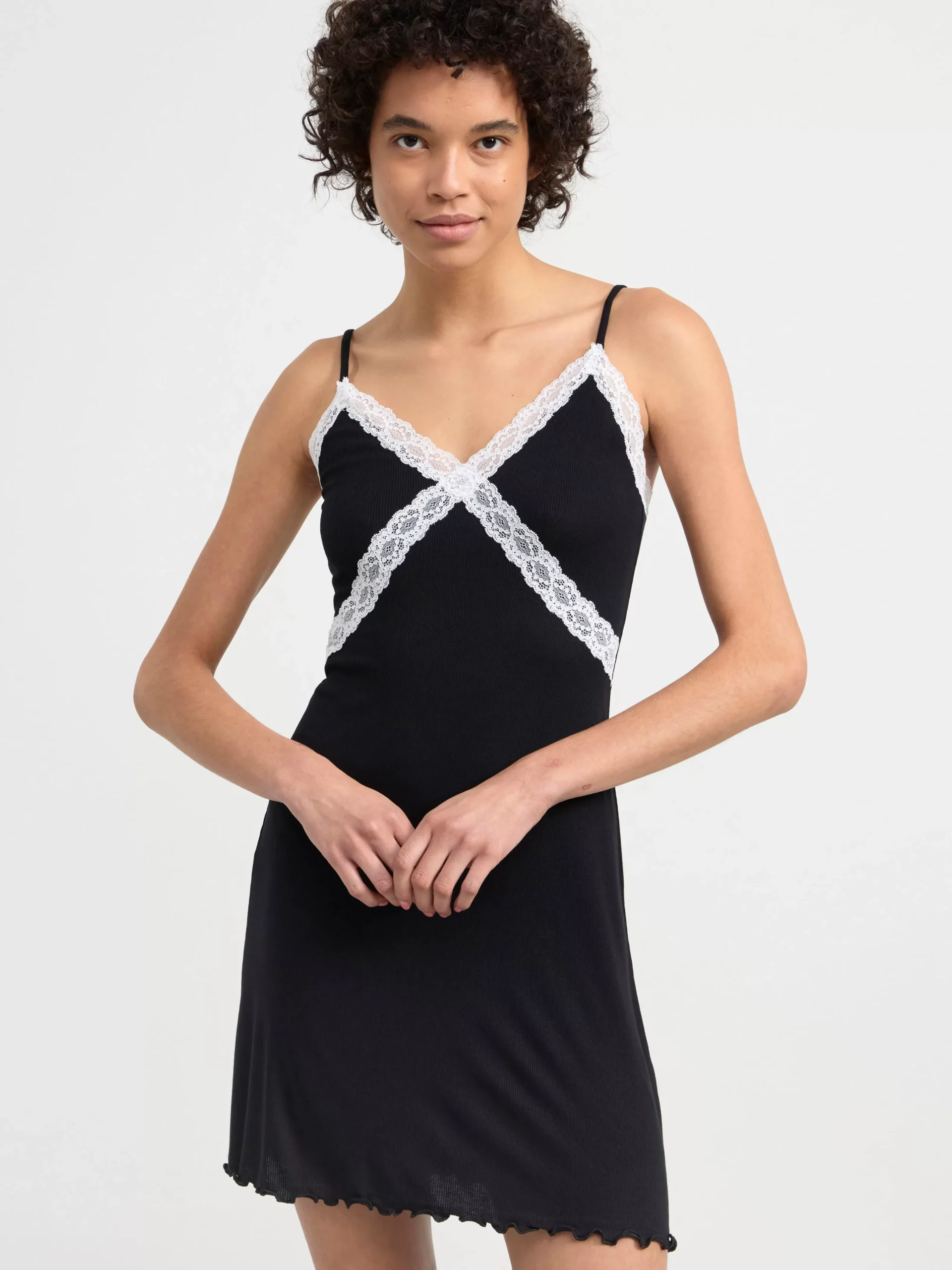 Nattplagg>Lindex Ribbat Nattlinne Black