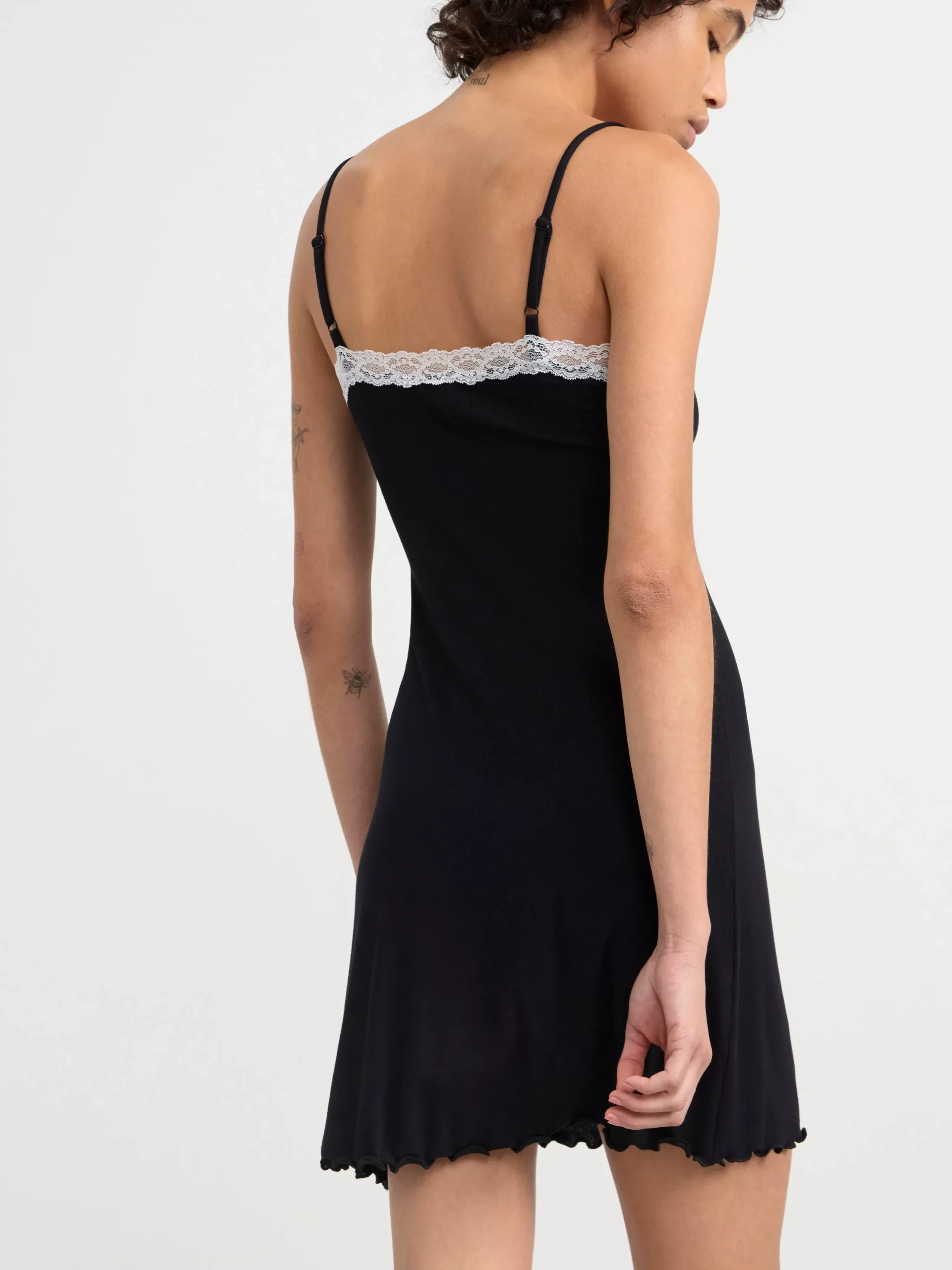Nattplagg>Lindex Ribbat Nattlinne Black