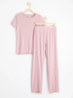 Nattplagg>Lindex Ribbat Pyjamasset Dusty Pink