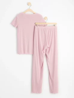 Nattplagg>Lindex Ribbat Pyjamasset Dusty Pink