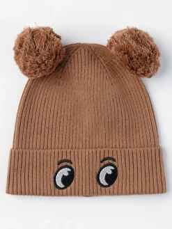 Accessoarer>Lindex Ribbstickad Mossa Med Tofsar Brown