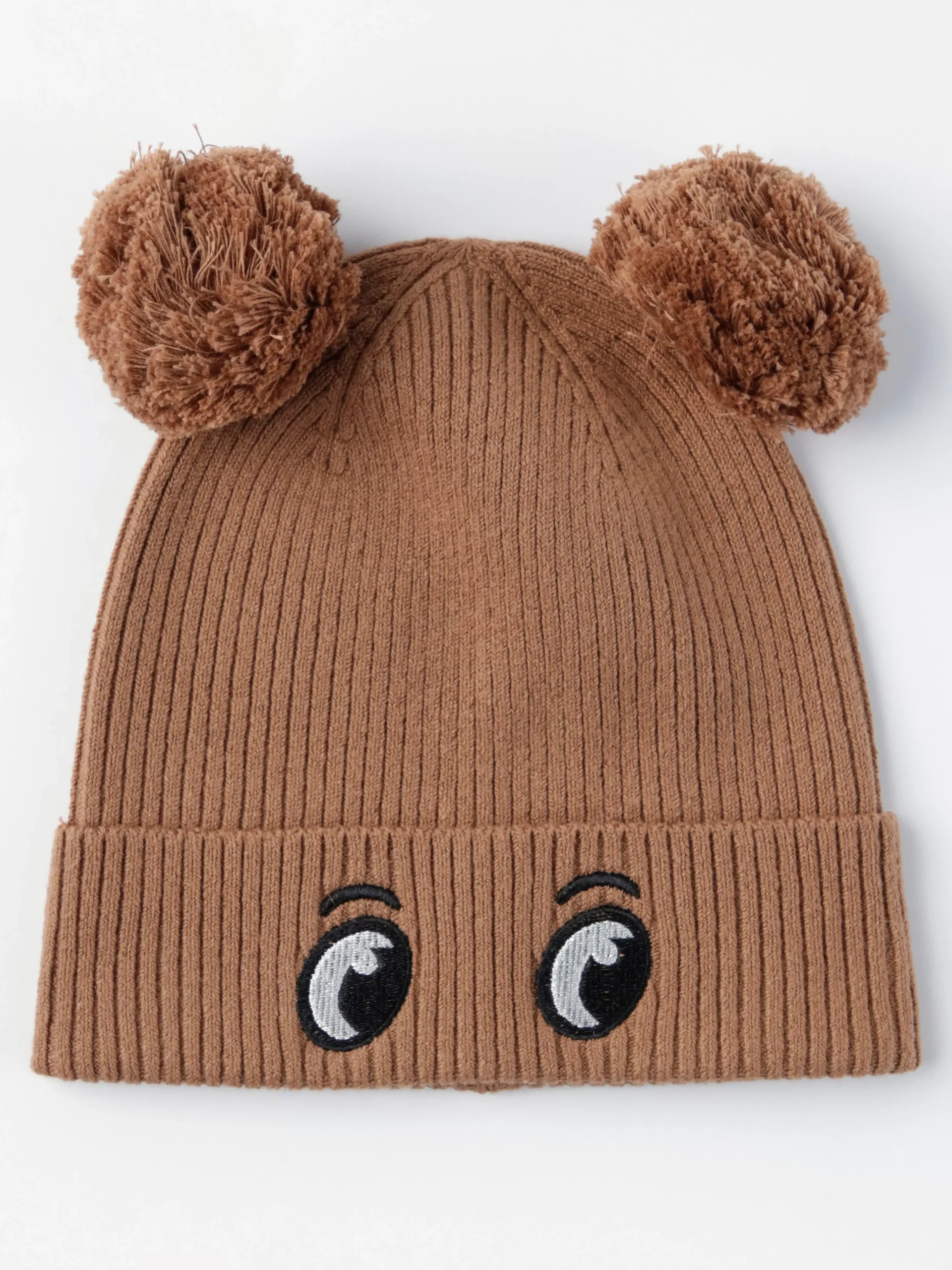 Accessoarer>Lindex Ribbstickad Mossa Med Tofsar Brown