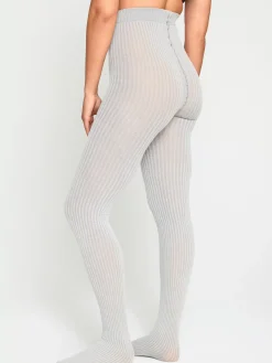 Strumpbyxor & Leggings>Lindex Ribbstickad Strumpbyxa I Ullblandning Light Grey Melange