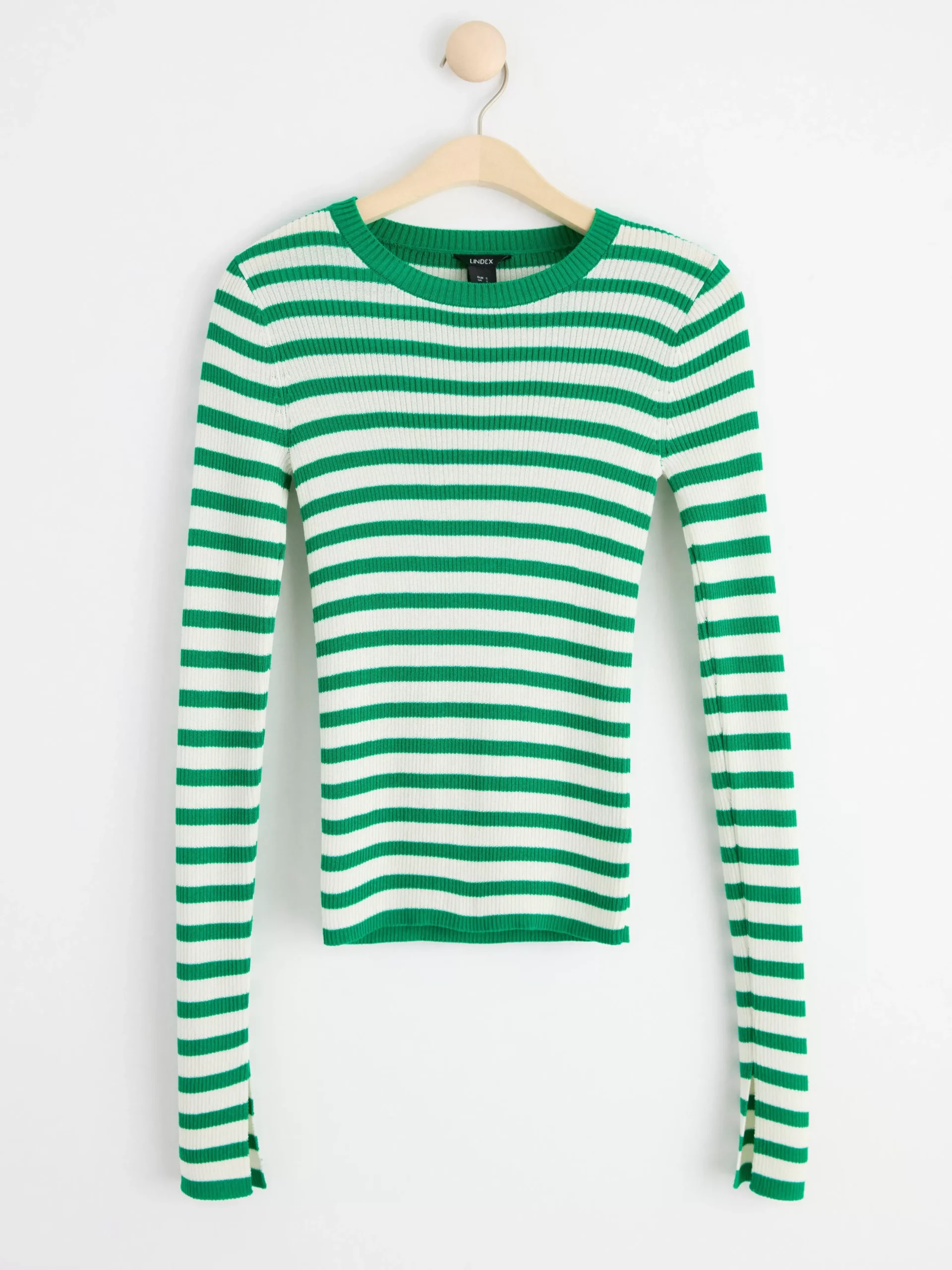 Tröjor & Cardigans>Lindex Ribbstickad Topp Med Lang Arm Green