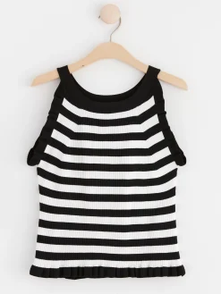 Toppar & T-Shirts>Lindex Ribbstickad Vasttopp Med Volanger Off White