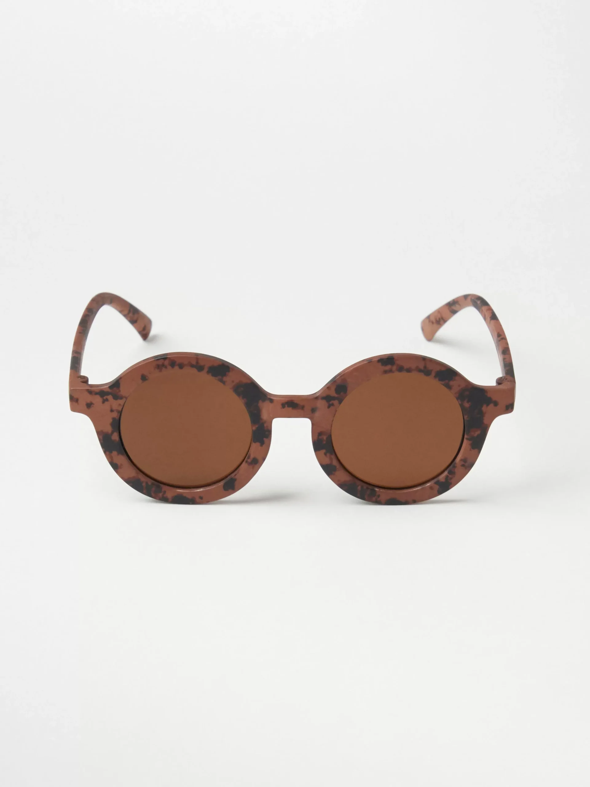 Accessoarer>Lindex Runda, Skoldpaddsfargade Solglasogon Dark Beige