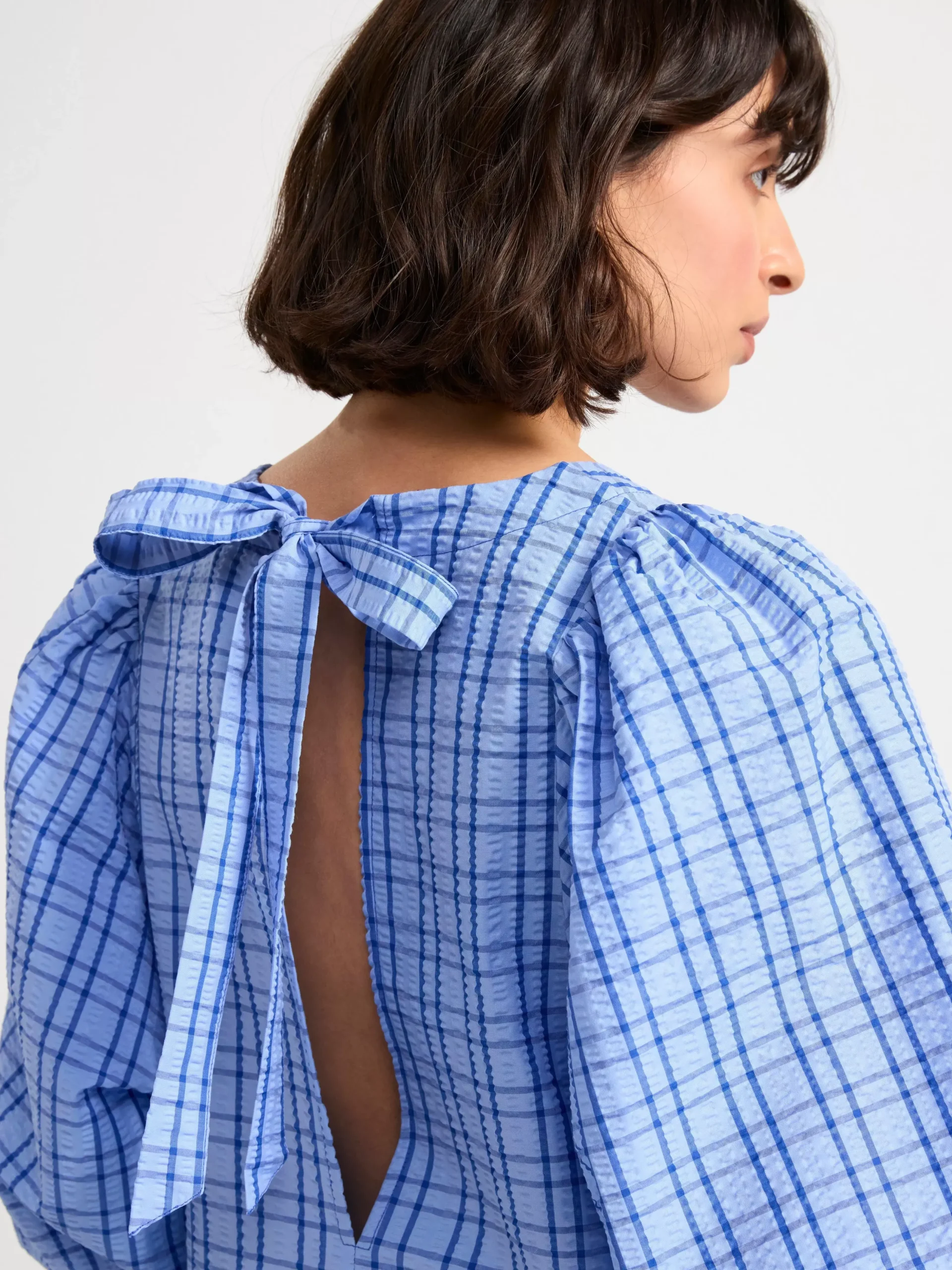 Klänningar>Lindex Rutig Backeboljaklanning Light Blue