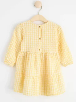 Klänningar>Lindex Rutig Backeboljaklanning Light Dusty Yellow