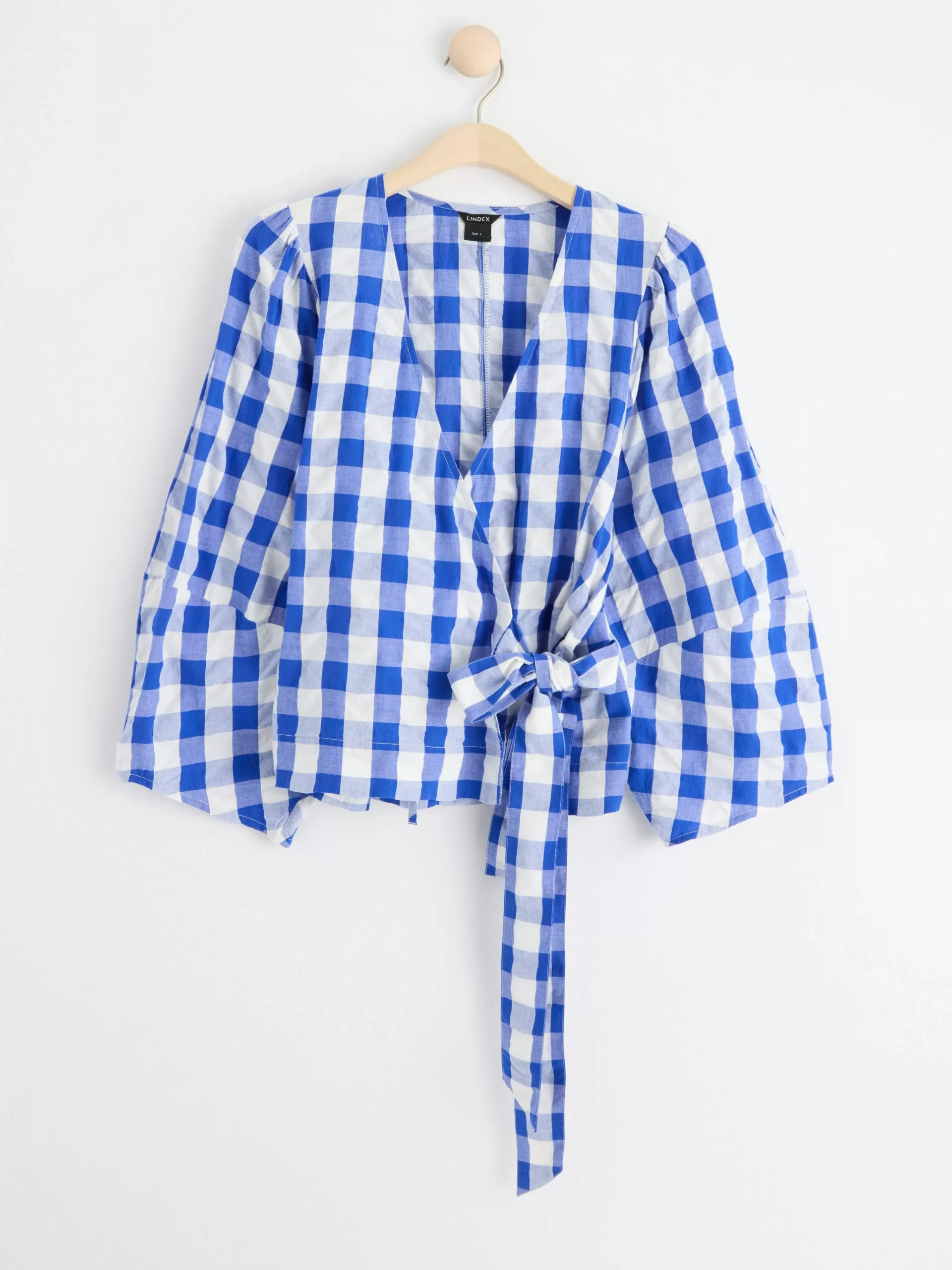 Blusar & Skjortor>Lindex Rutig Blus Med Vid Arm Blue
