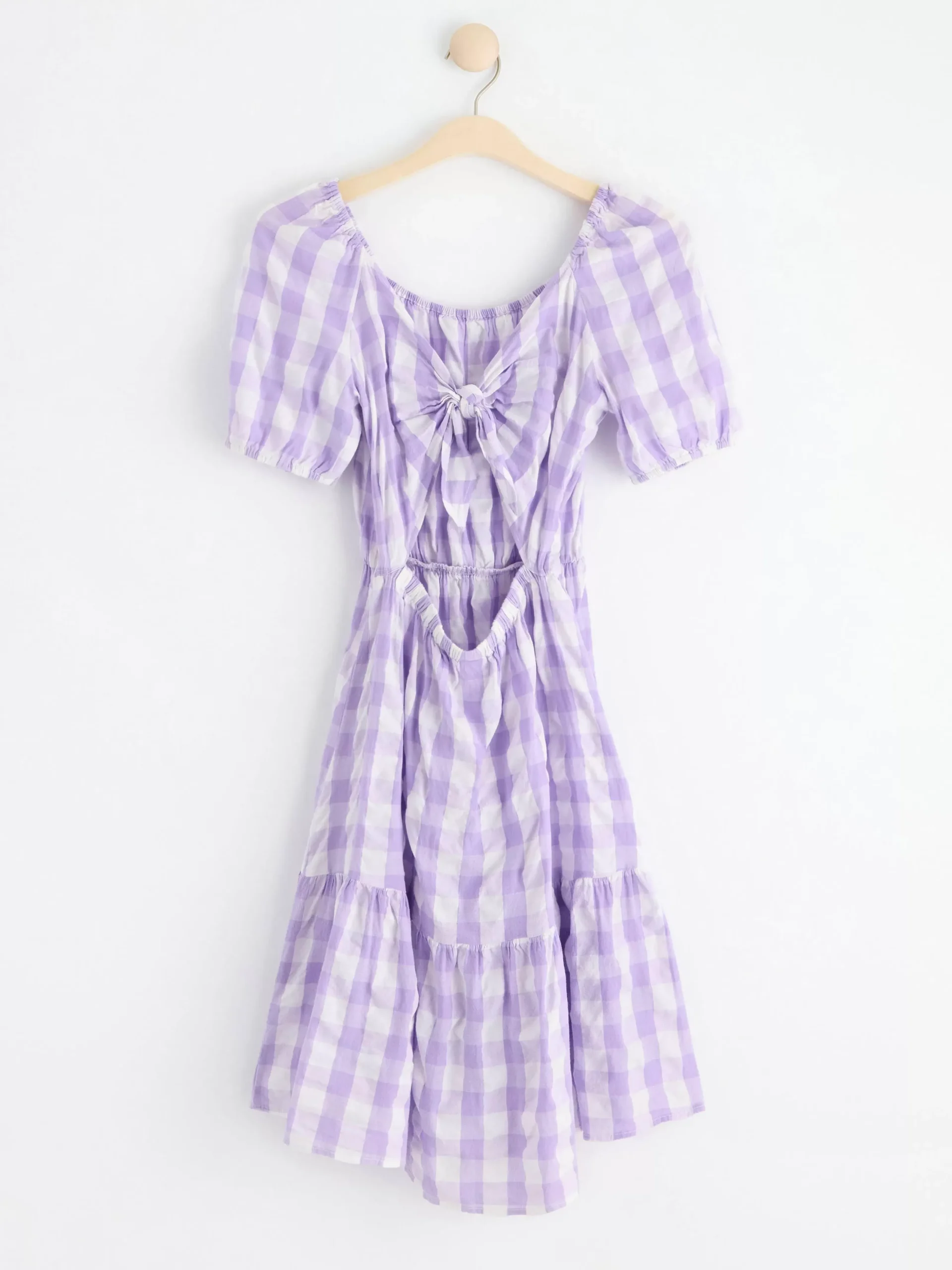Klänningar>Lindex Rutig Bomullsklanning Med Oppen Ryggdel Light Lilac