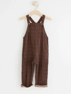 Byxor & Leggings>Lindex Rutig Hangslebyxa Dark Dusty Brown