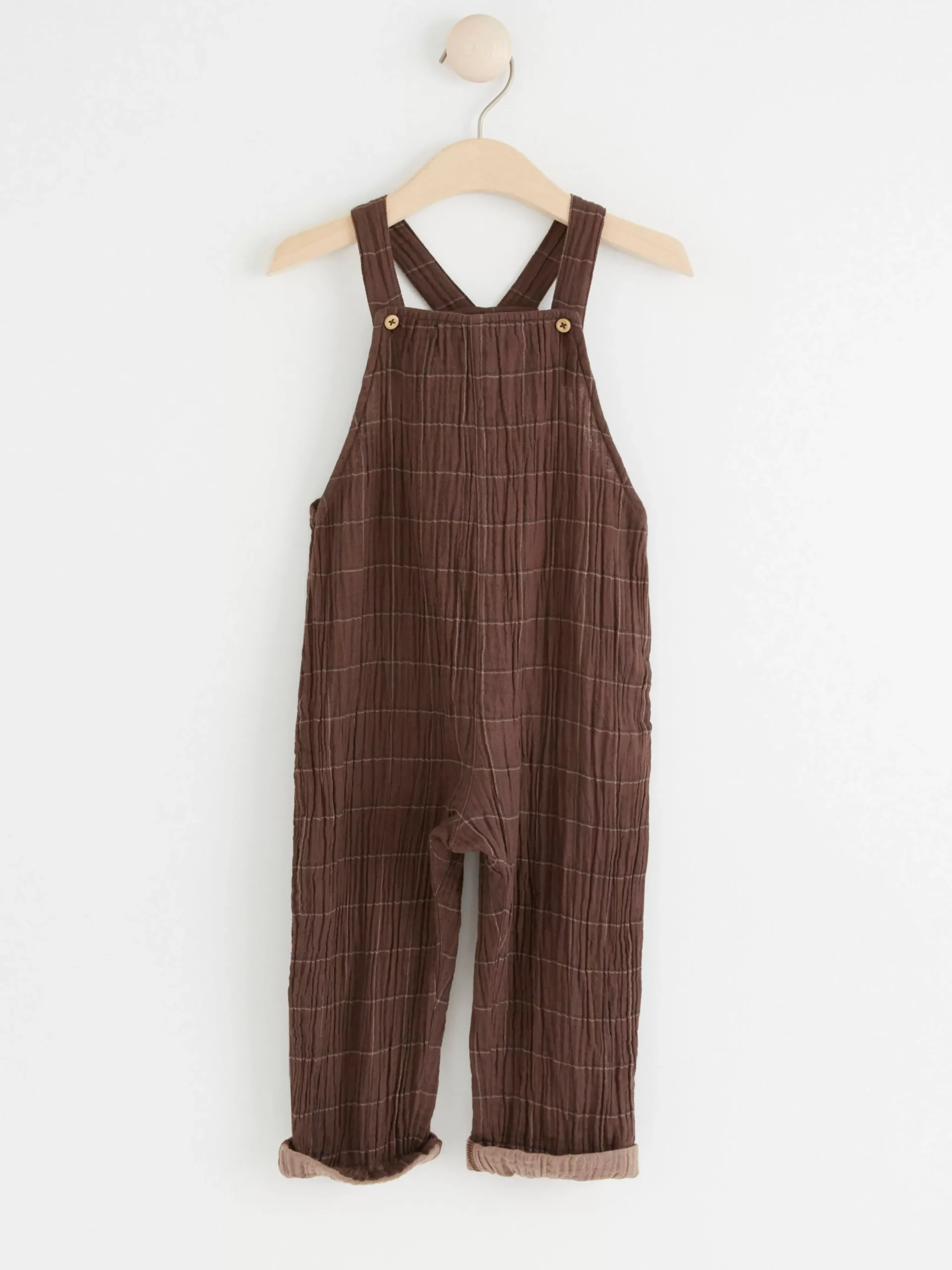 Byxor & Leggings>Lindex Rutig Hangslebyxa Dark Dusty Brown