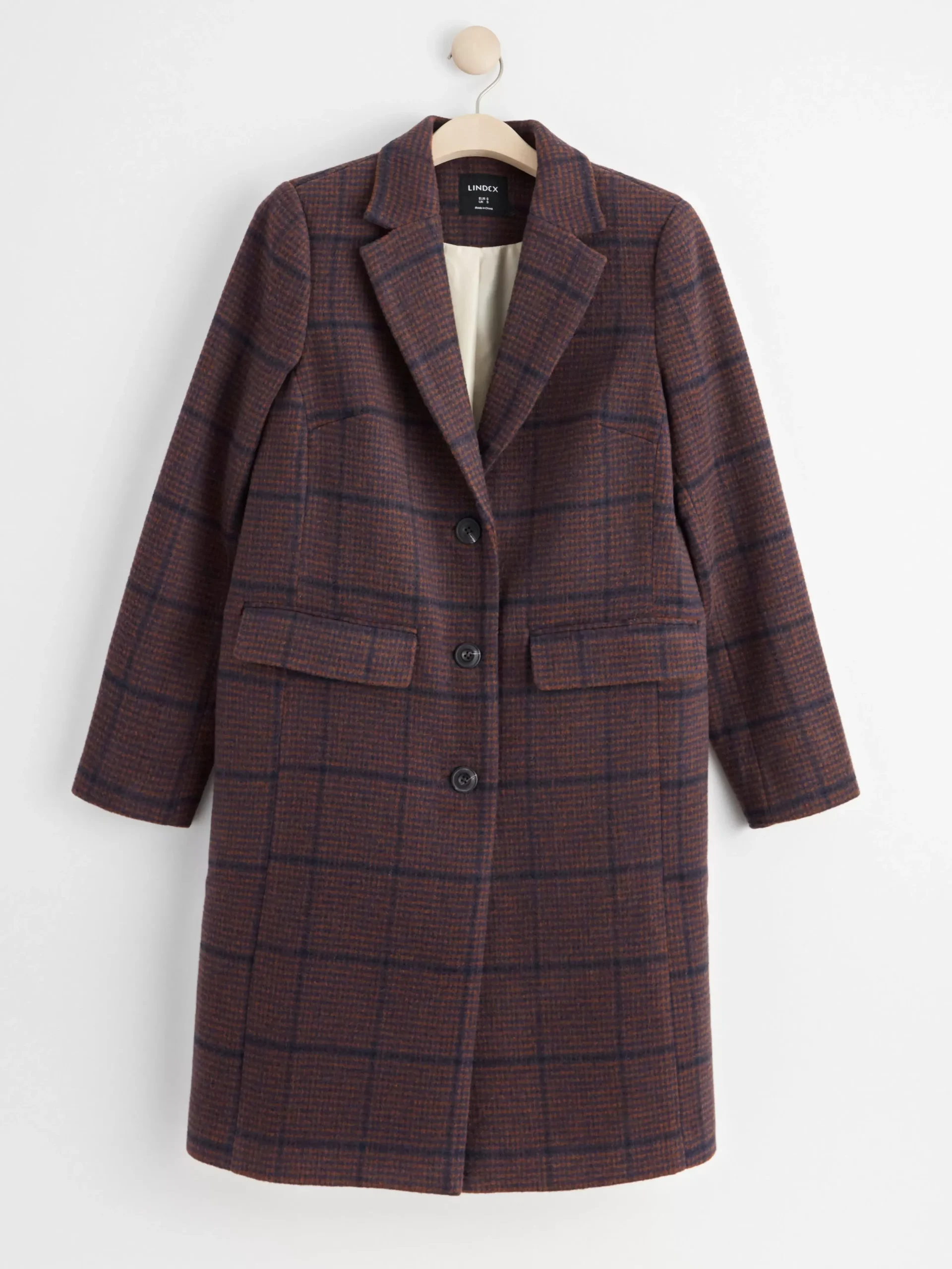 Ytterkläder>Lindex Rutig Kappa Dark Blue