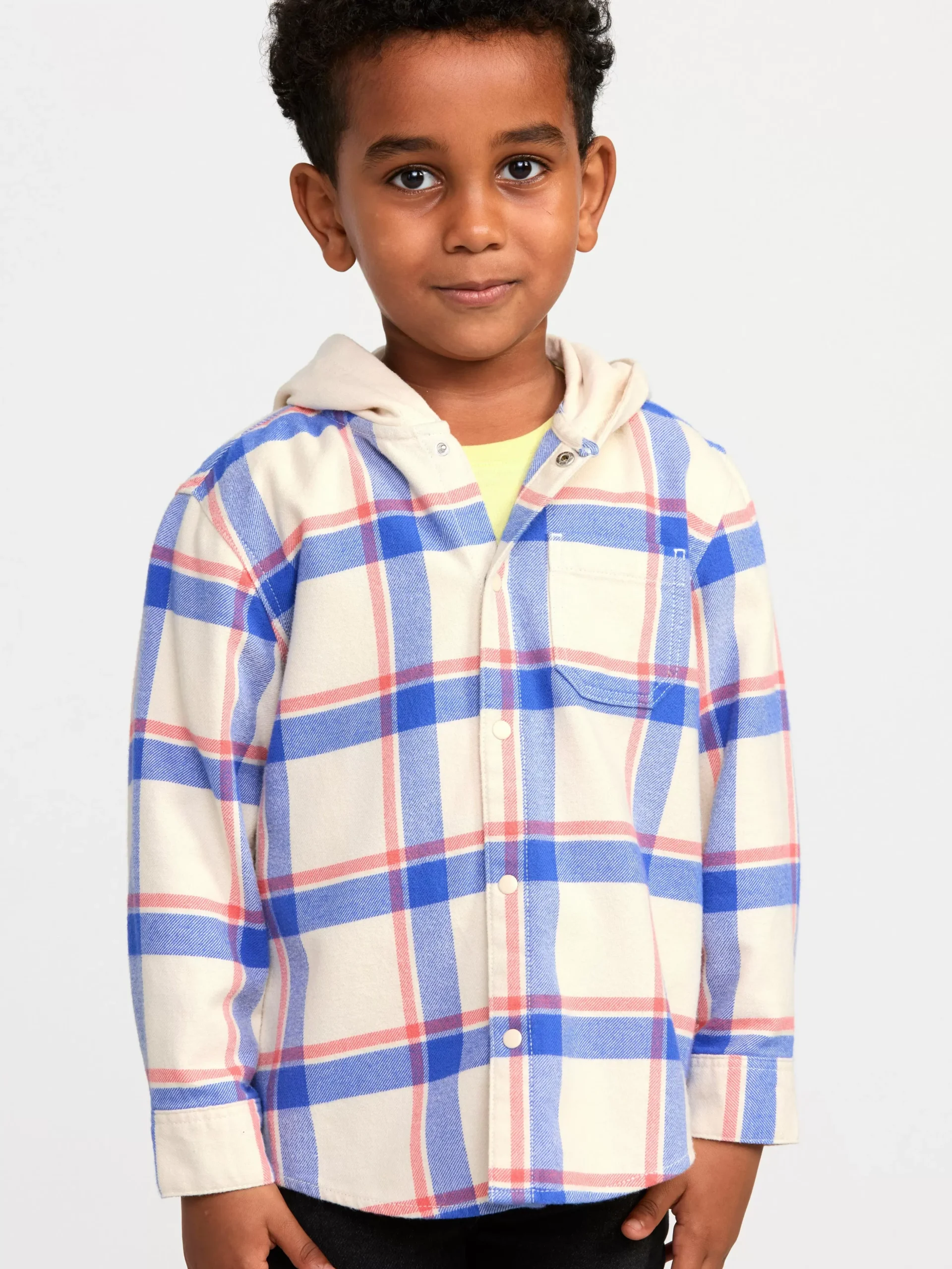 Tröjor & Cardigans>Lindex Rutig Overshirt Med Huva Light Beige