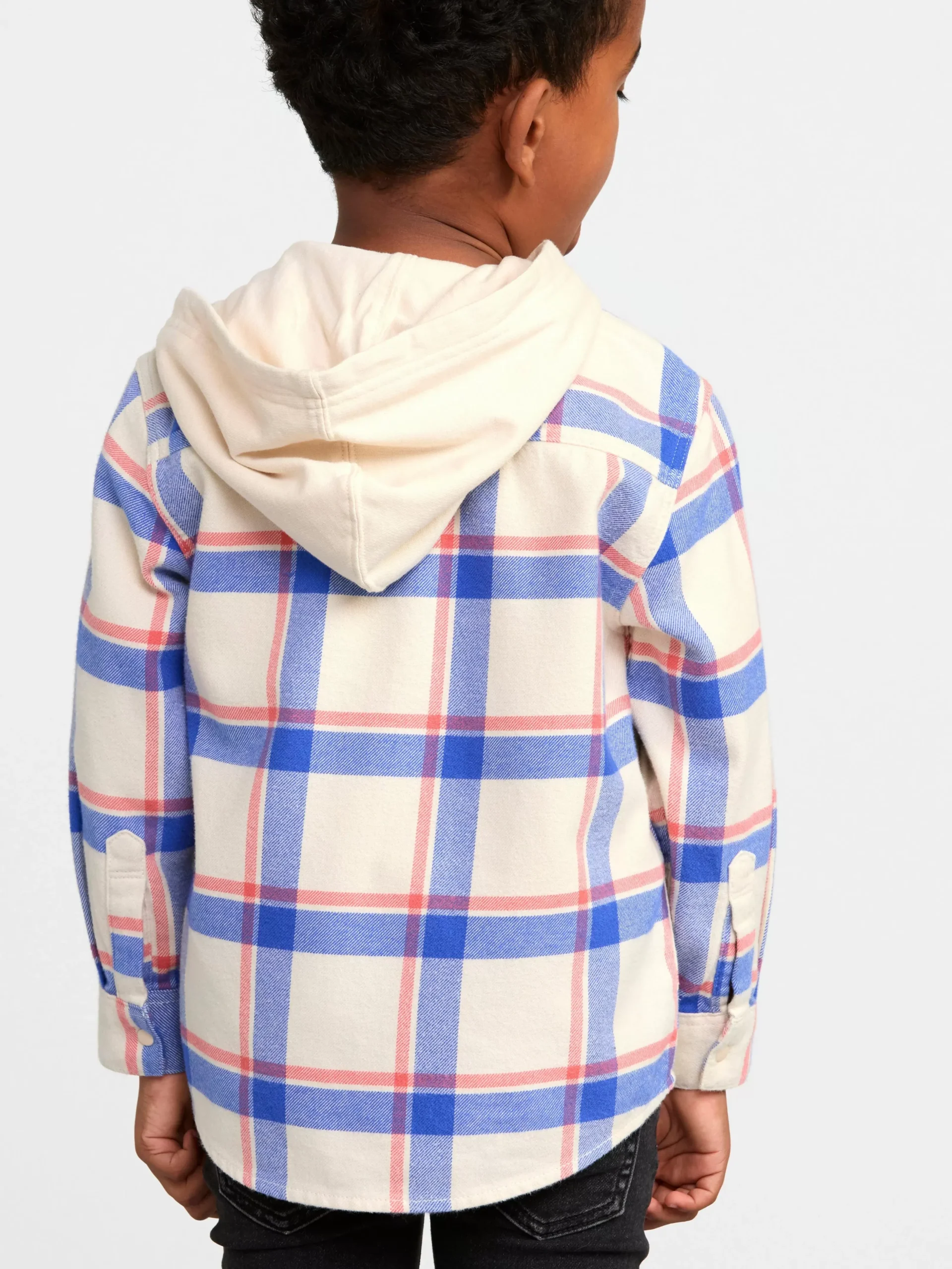 Tröjor & Cardigans>Lindex Rutig Overshirt Med Huva Light Beige