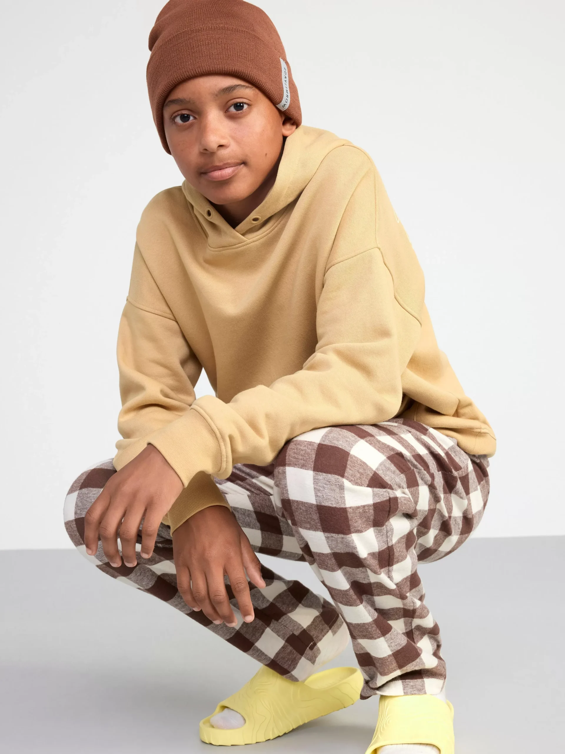 Byxor & Leggings>Lindex Rutig Pyjamasbyxa I Flanell Dark Dusty Brown