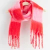 Accessoarer>Lindex Rutig Scarf Med Fransar Red