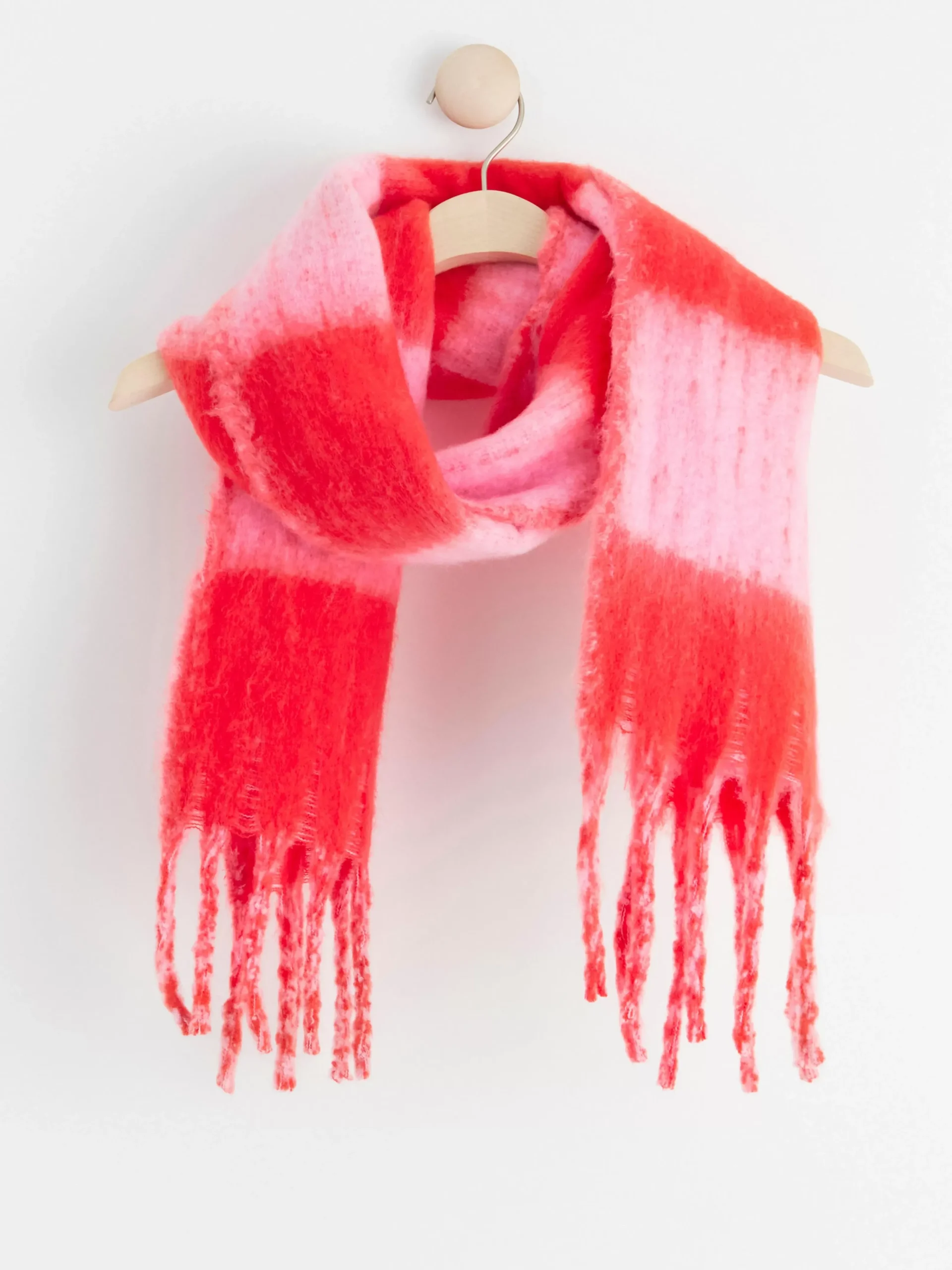 Accessoarer>Lindex Rutig Scarf Med Fransar Red