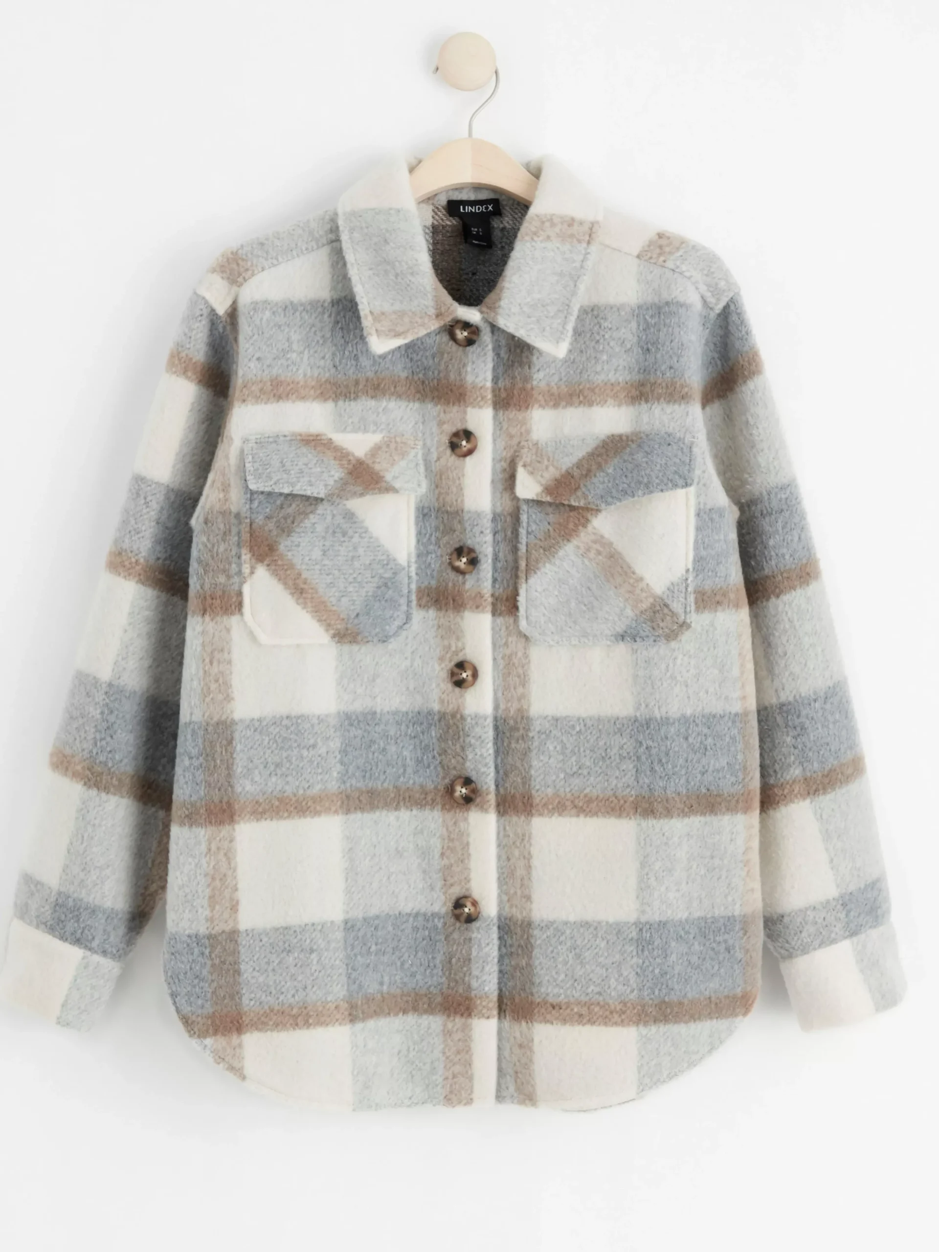 Ytterkläder>Lindex Rutig Skjortjacka Beige