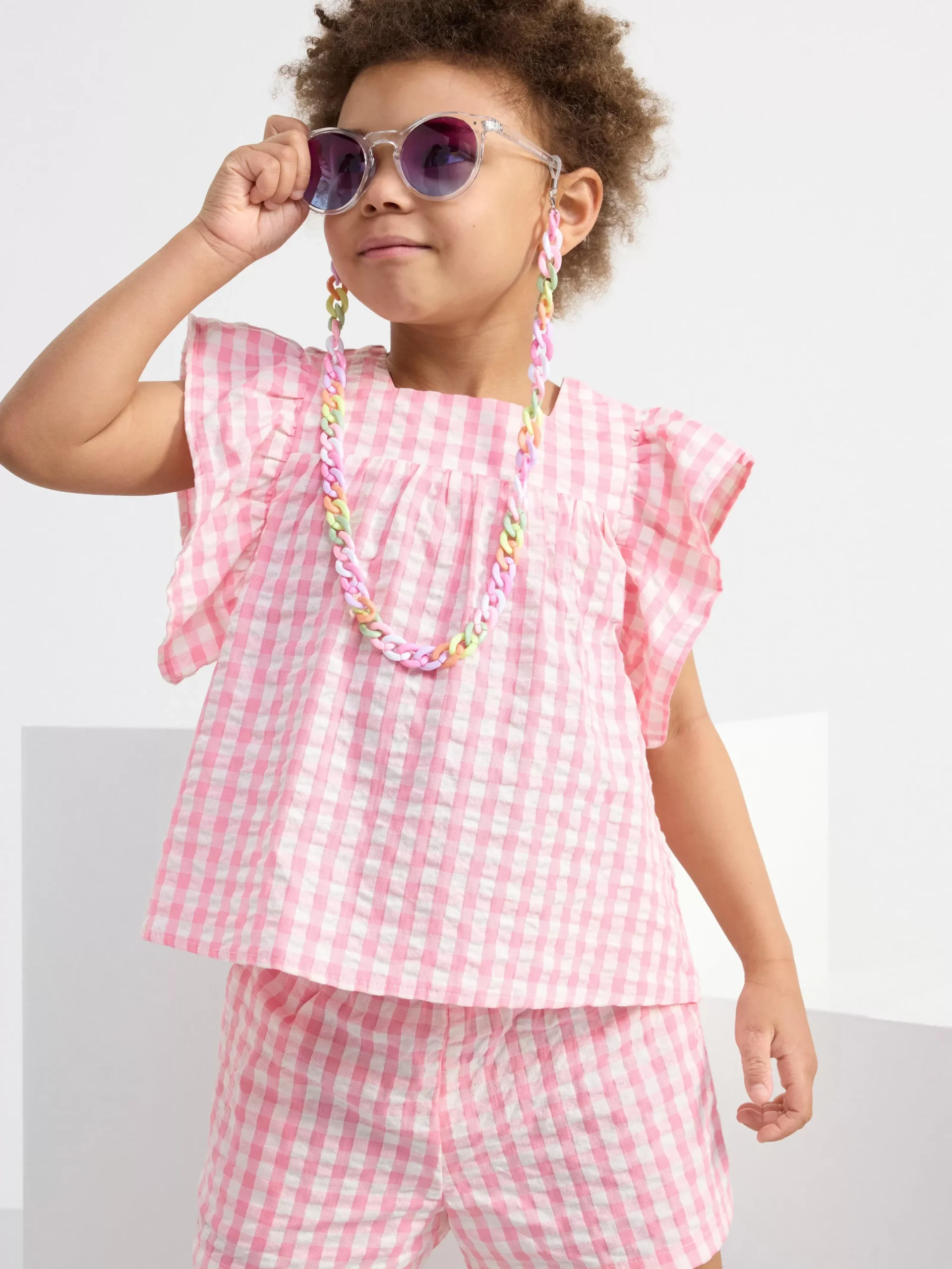 Toppar & T-Shirts>Lindex Rutig Topp I Backebolja Pink