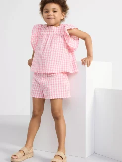 Toppar & T-Shirts>Lindex Rutig Topp I Backebolja Pink
