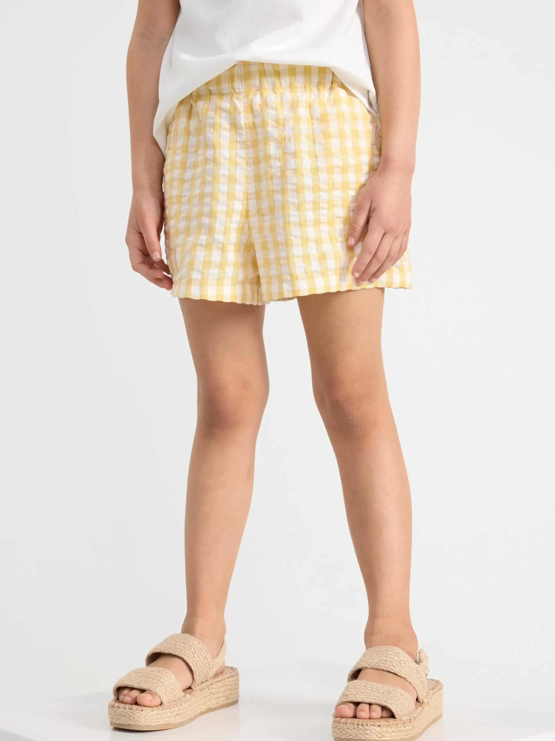 Byxor & Leggings>Lindex Rutiga Shorts I Backebolja Light Dusty Yellow