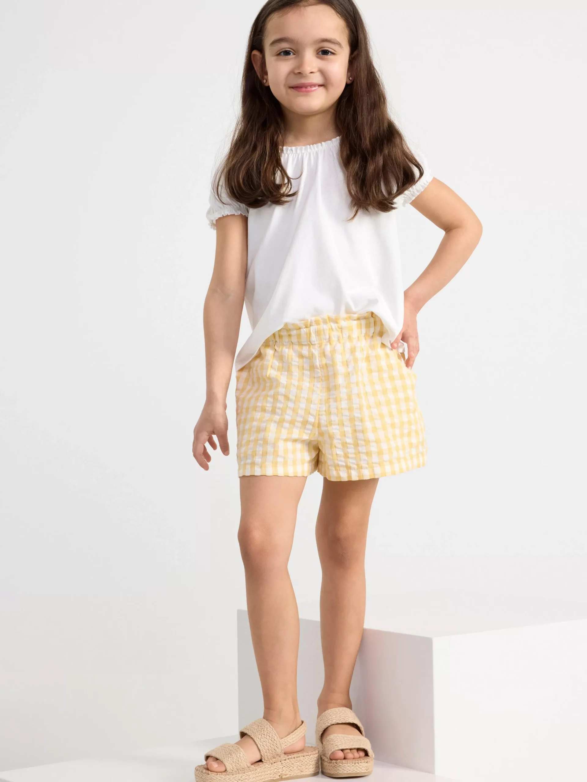 Byxor & Leggings>Lindex Rutiga Shorts I Backebolja Light Dusty Yellow
