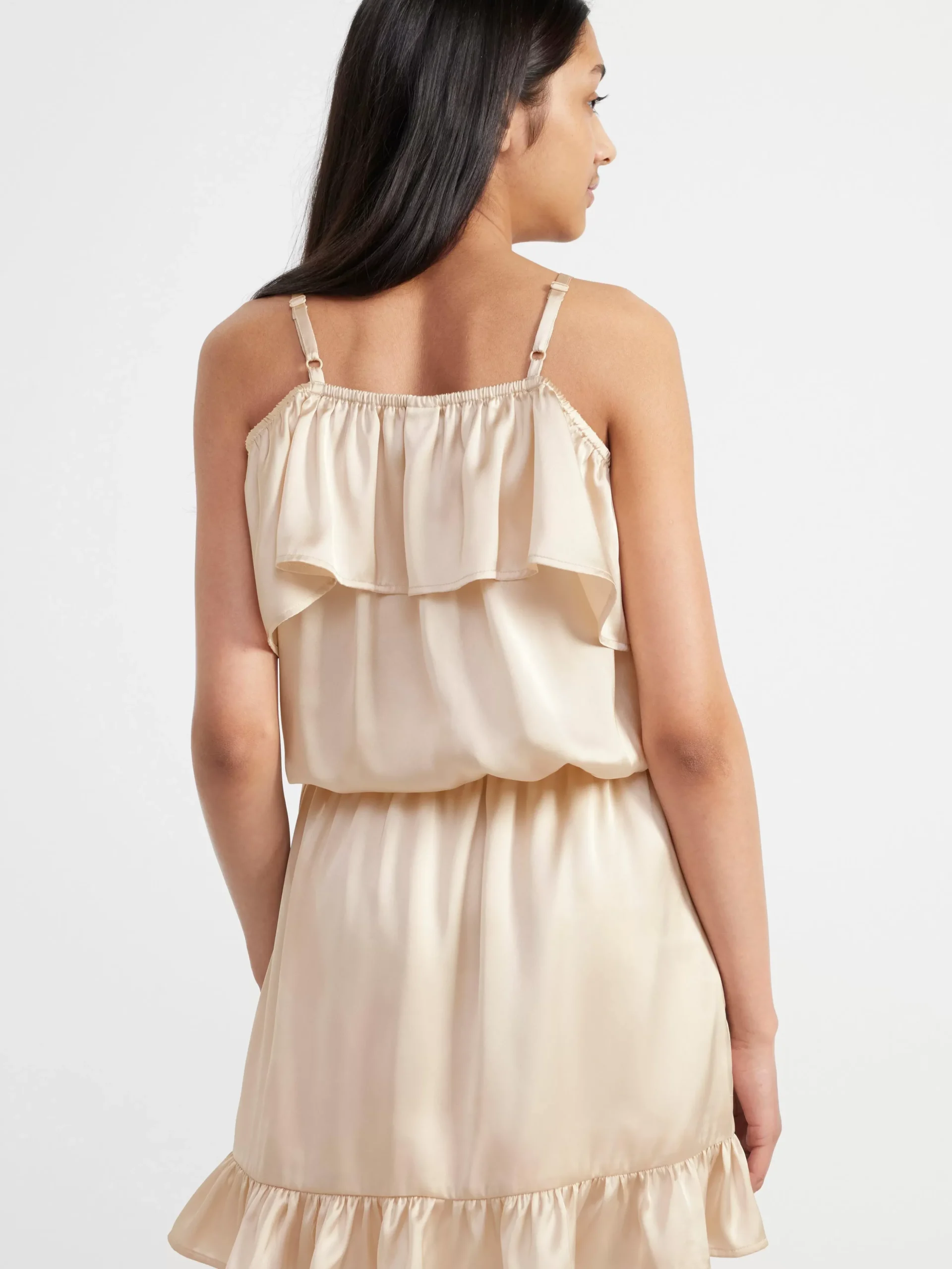 Toppar & T-Shirts>Lindex Satinblus Med Volang Light Beige