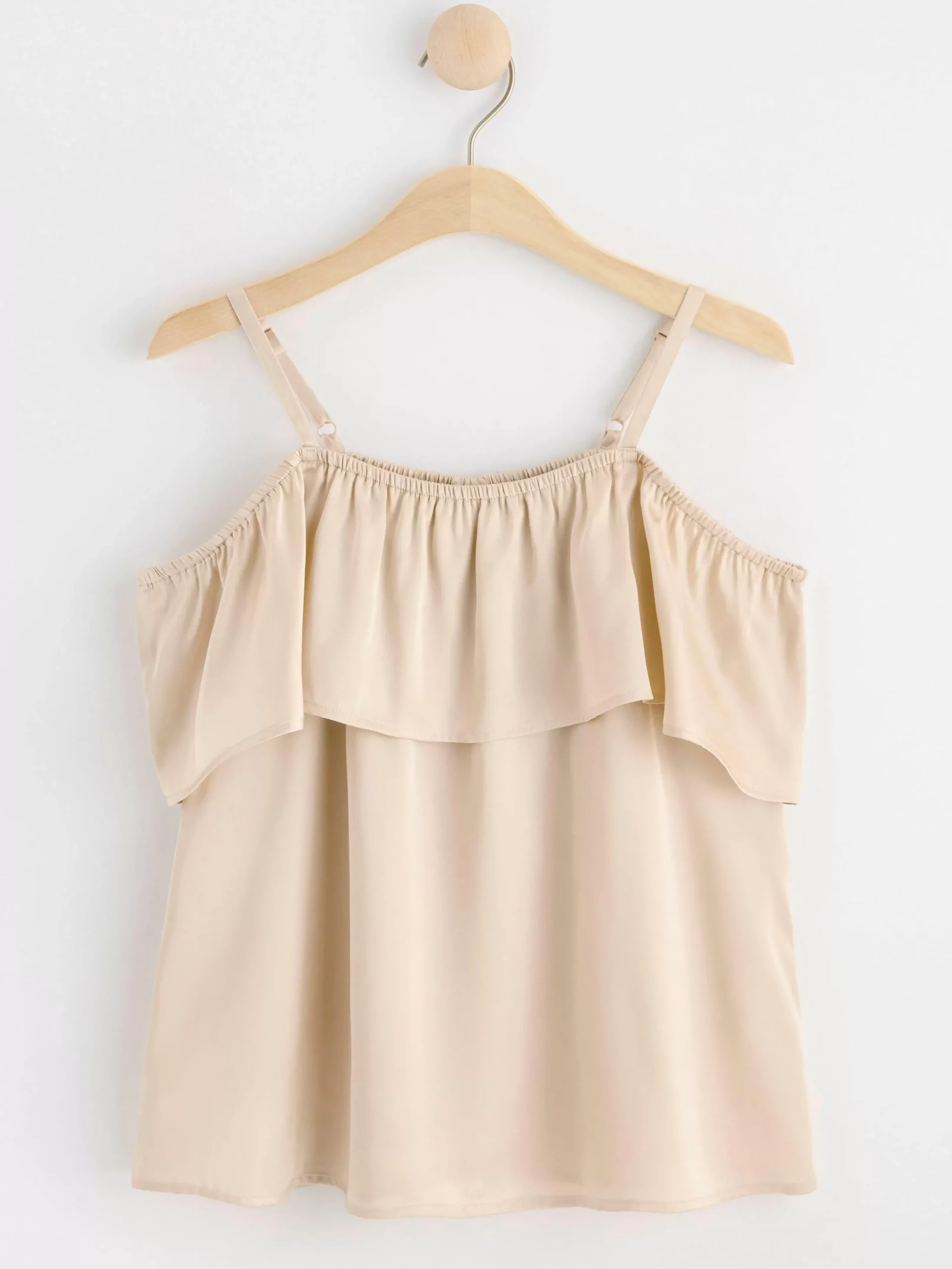 Toppar & T-Shirts>Lindex Satinblus Med Volang Light Beige