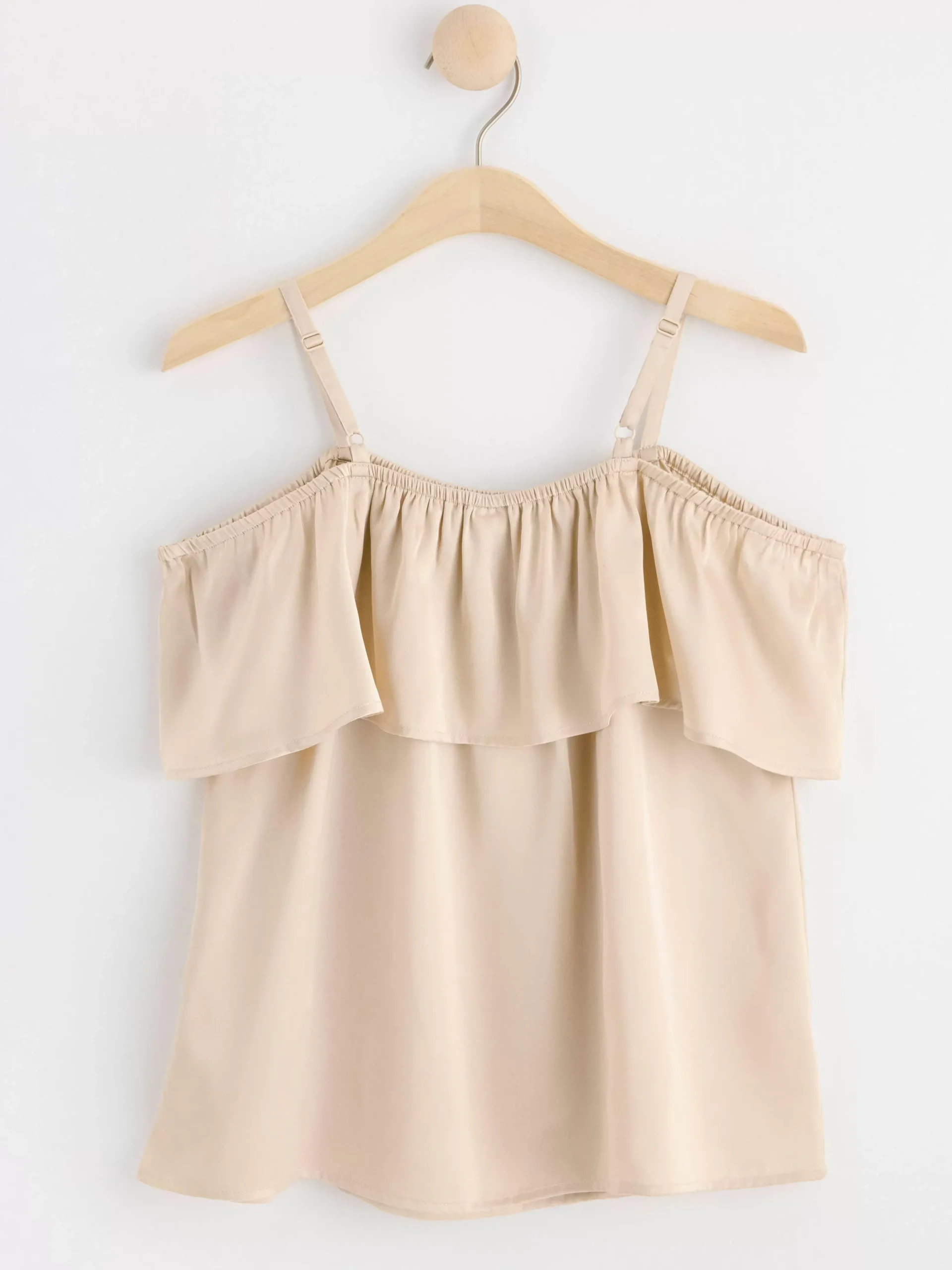 Toppar & T-Shirts>Lindex Satinblus Med Volang Light Beige