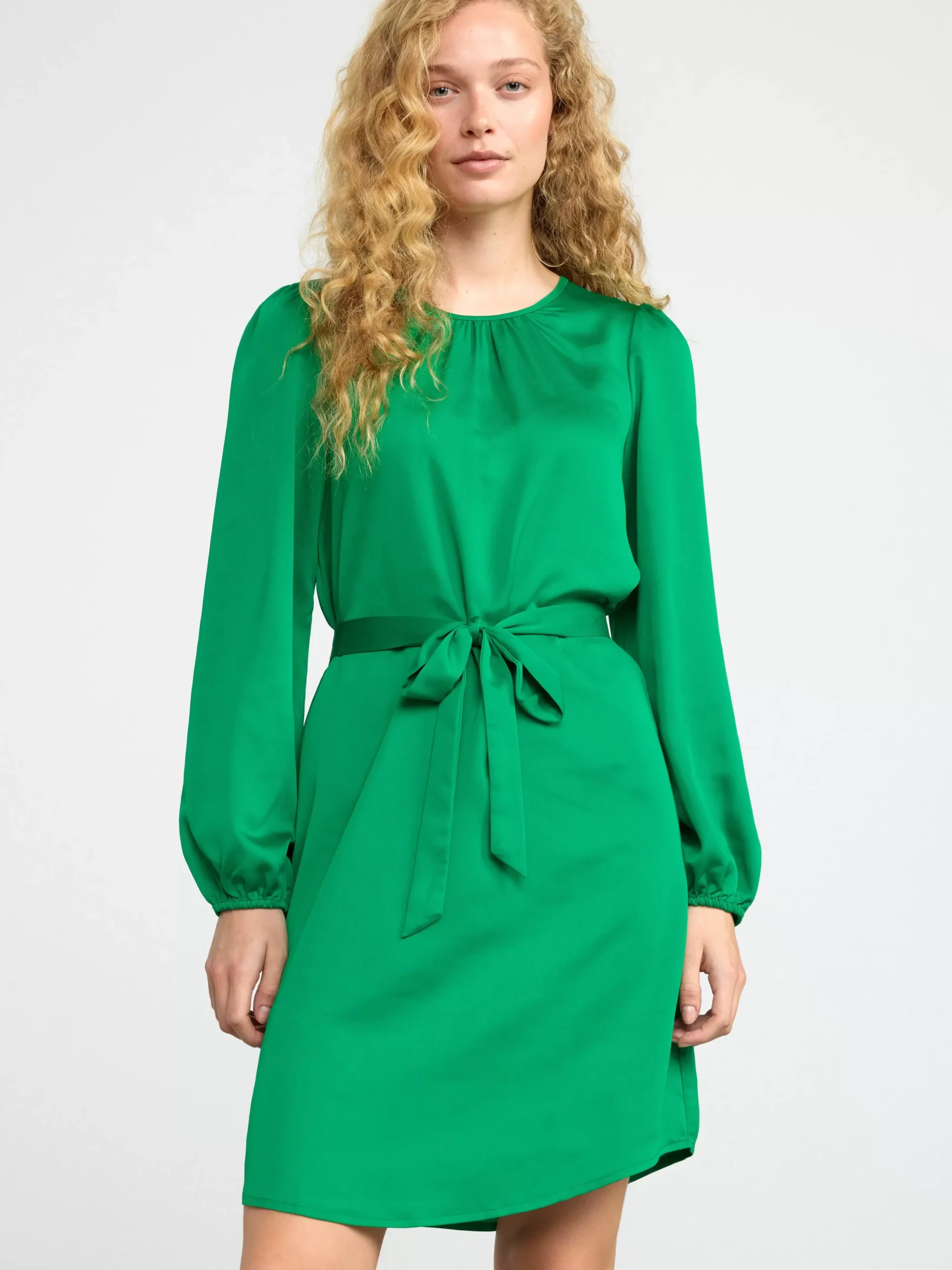Klänningar>Lindex Satinklanning Med Knytskarp Dark Green