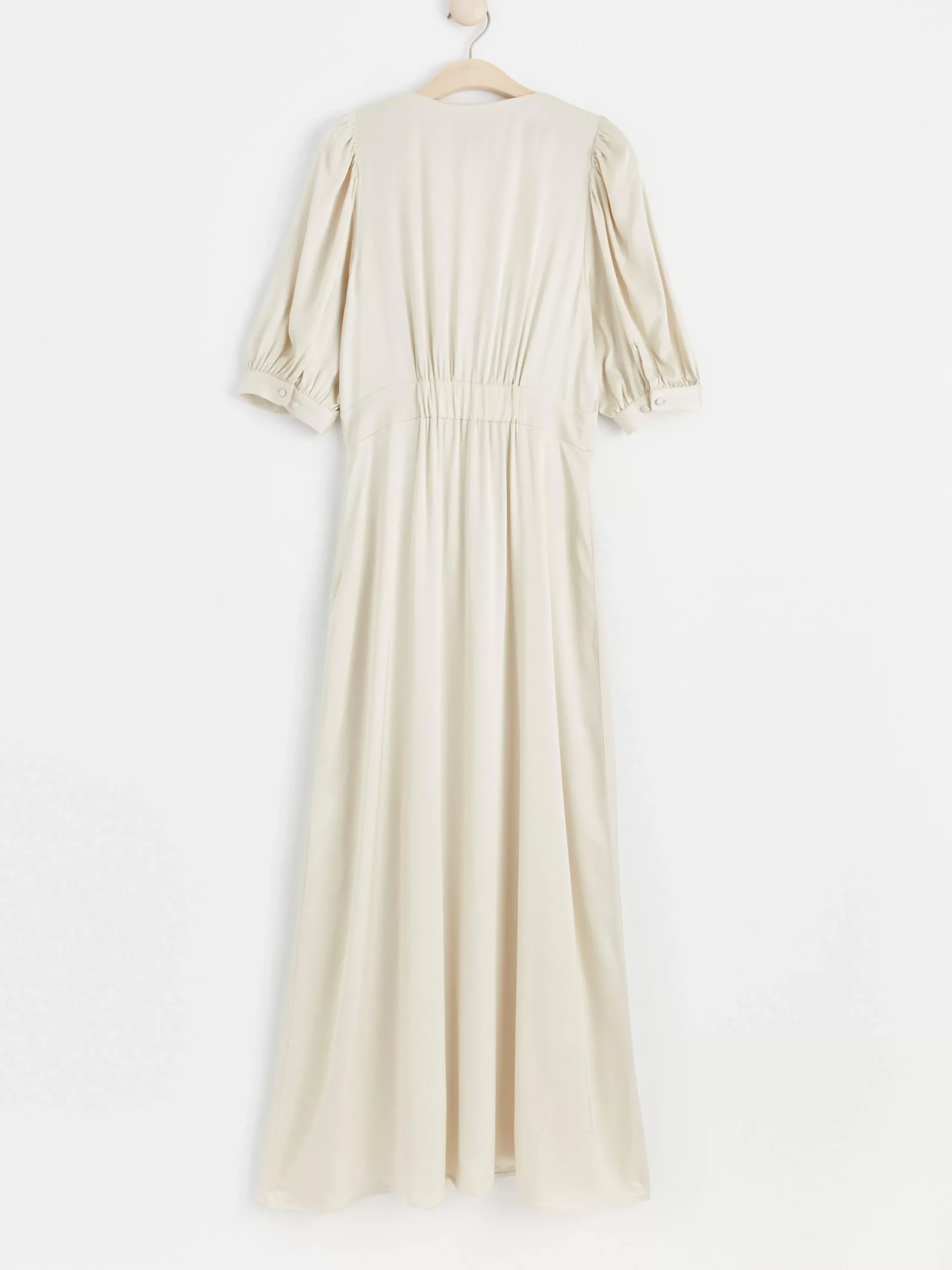 Klänningar>Lindex Satinklanning Med Kort Puffarm Och Knappar Light Beige