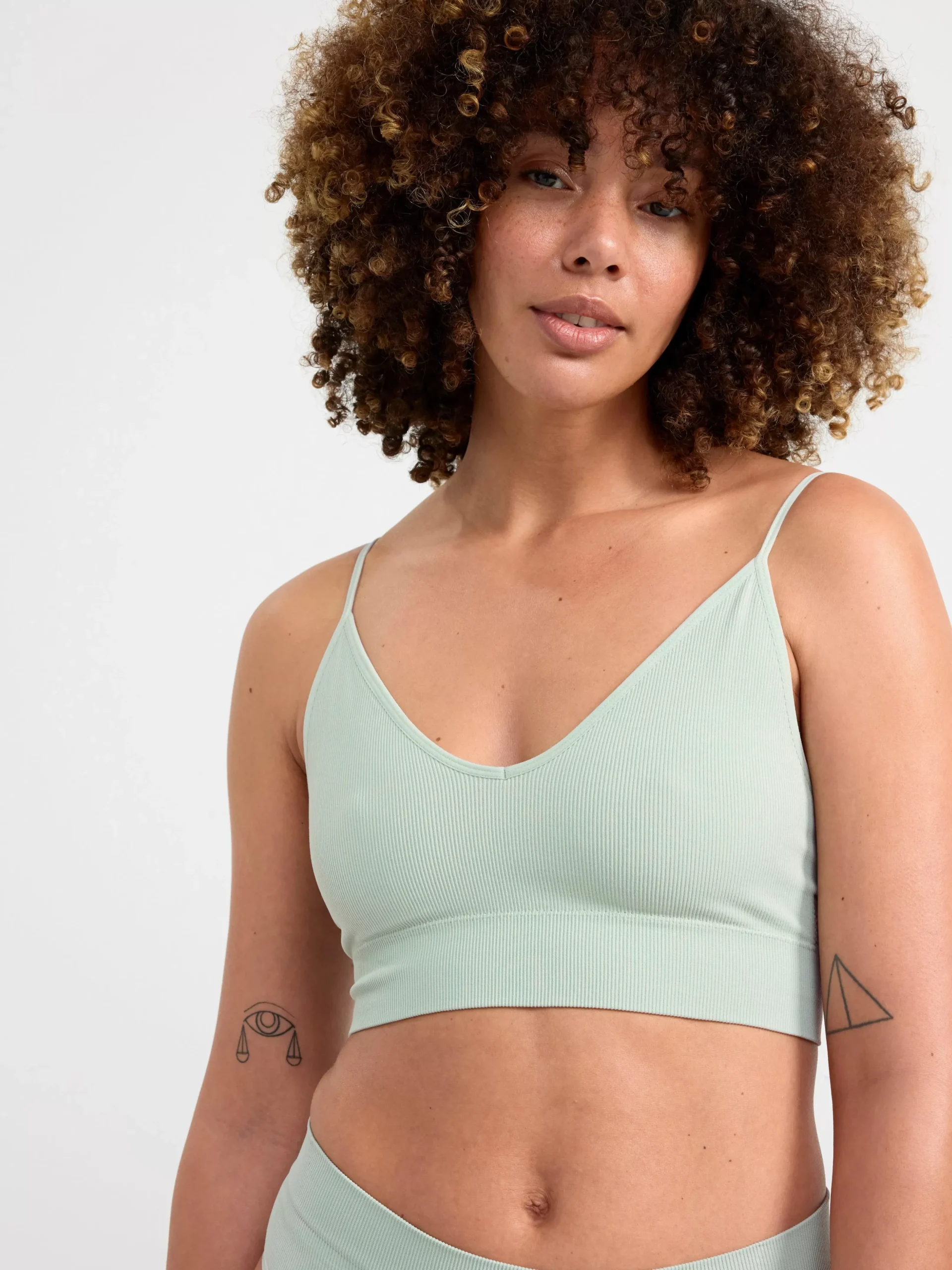 Bh>Lindex Seamless Ribbad Soft Bh Light Dusty Green