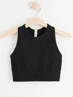 Träningskläder>Lindex Seamless Ribbad Sporttopp Black