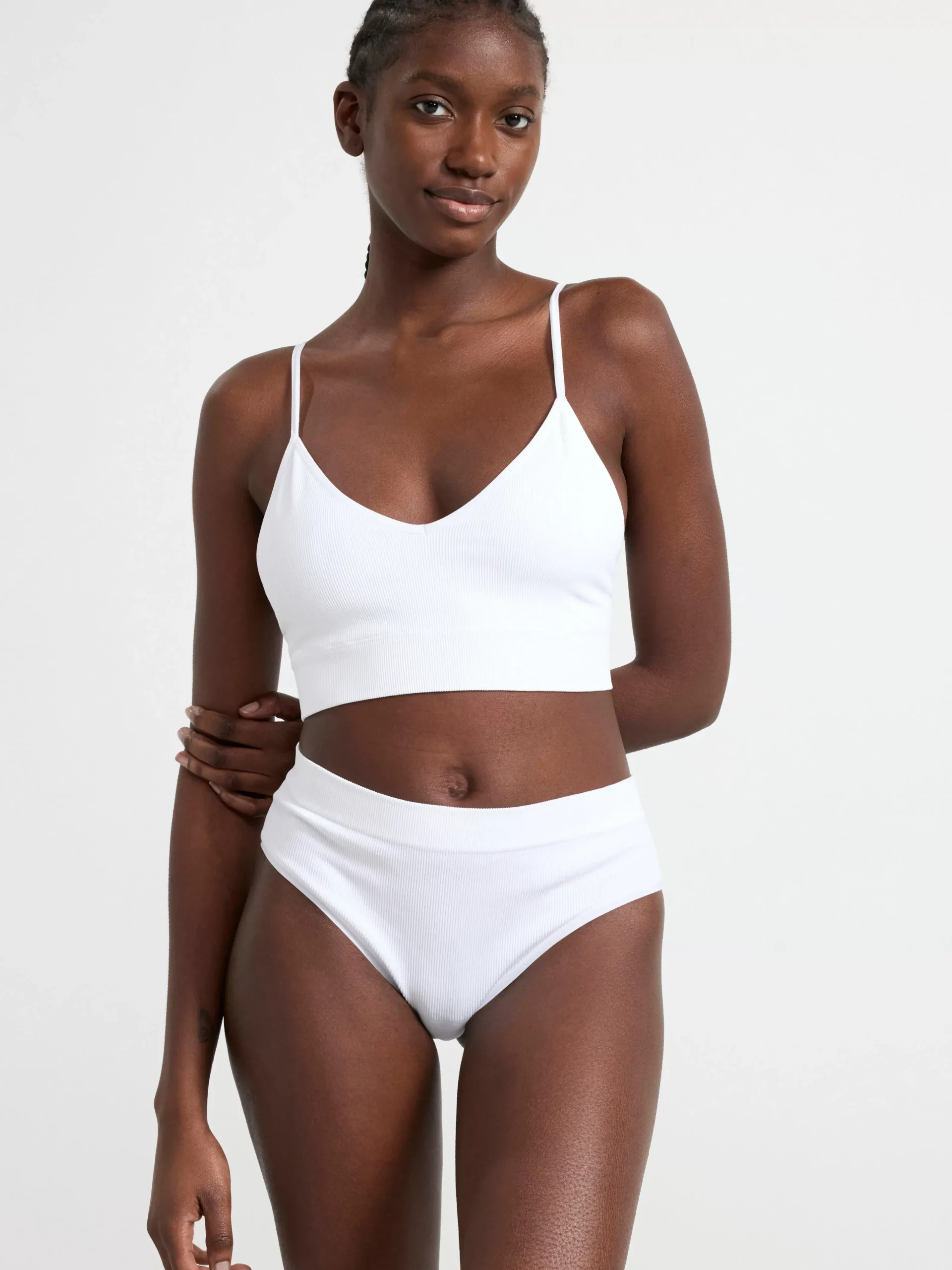 Bh>Lindex Seamless Ribbad V-Ringad Soft-Bh White