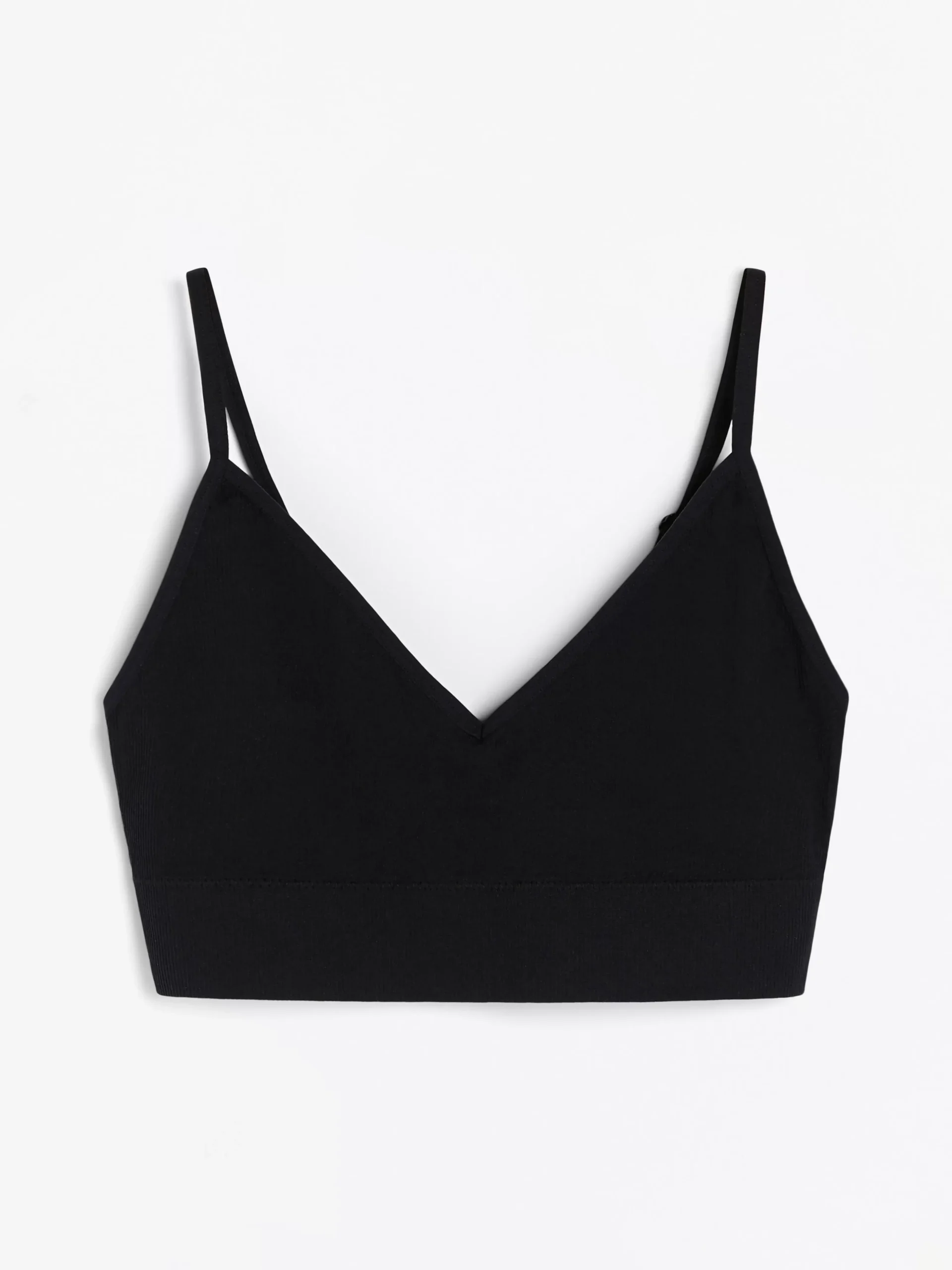 Bh>Lindex Seamless Ribbad V-Ringad Soft-Bh Black