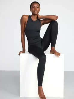 Träningskläder>Lindex Seamless Traningsleggings Med Haldetaljer Black