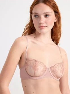 Bh>Lindex Senna Ovadderad Bh Med Spets Light Dusty Pink