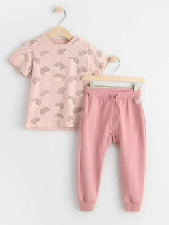 Set>Lindex Set Med Kortarmad Topp Och Byxa Light Pink