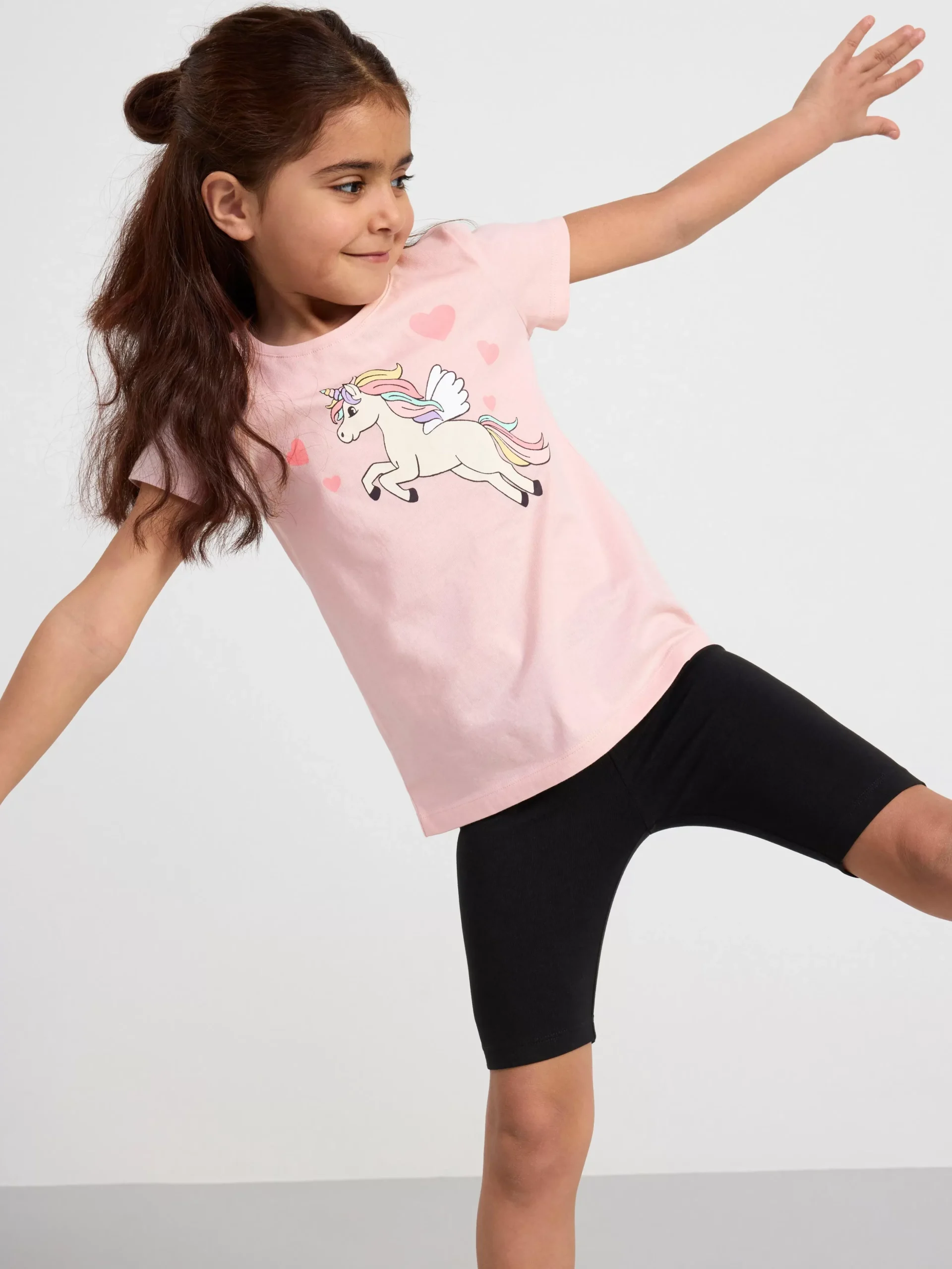 Toppar & T-Shirts>Lindex Set Med Kortarmad Topp Och Cykelshorts Light Dusty Pink