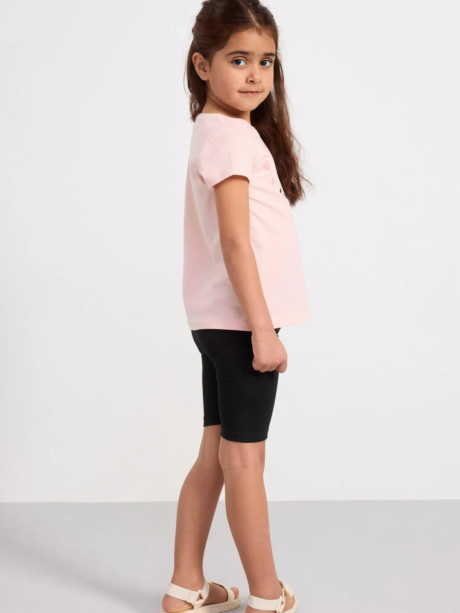 Toppar & T-Shirts>Lindex Set Med Kortarmad Topp Och Cykelshorts Light Dusty Pink