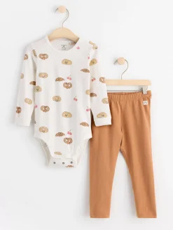 Set>Lindex Set Med Langarmad Body Och Leggings Light Dusty White