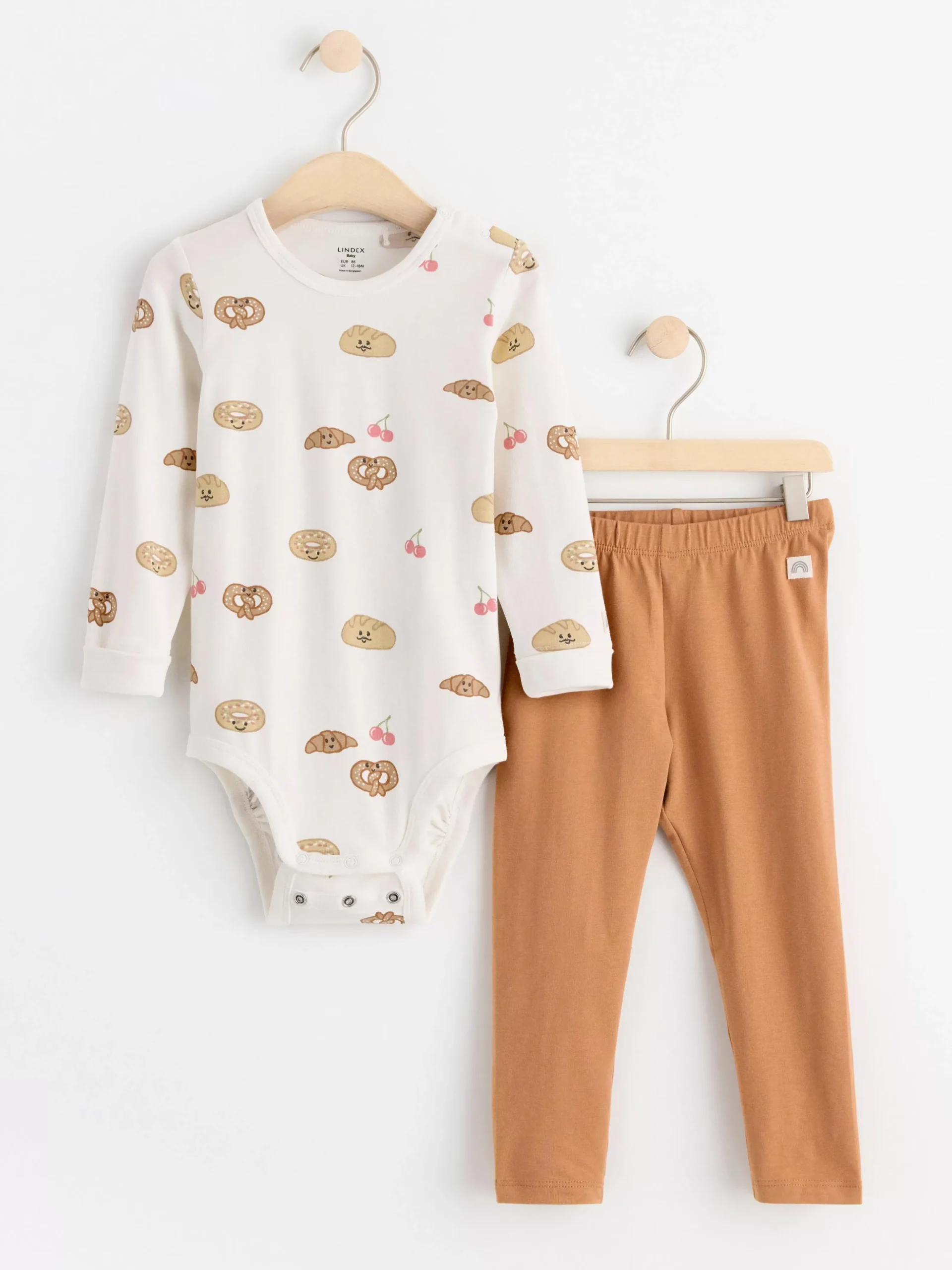 Set>Lindex Set Med Langarmad Body Och Leggings Light Dusty White