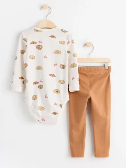 Set>Lindex Set Med Langarmad Body Och Leggings Light Dusty White