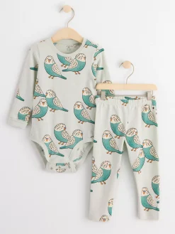 Set>Lindex Set Med Langarmad Body Och Leggings Light Aqua