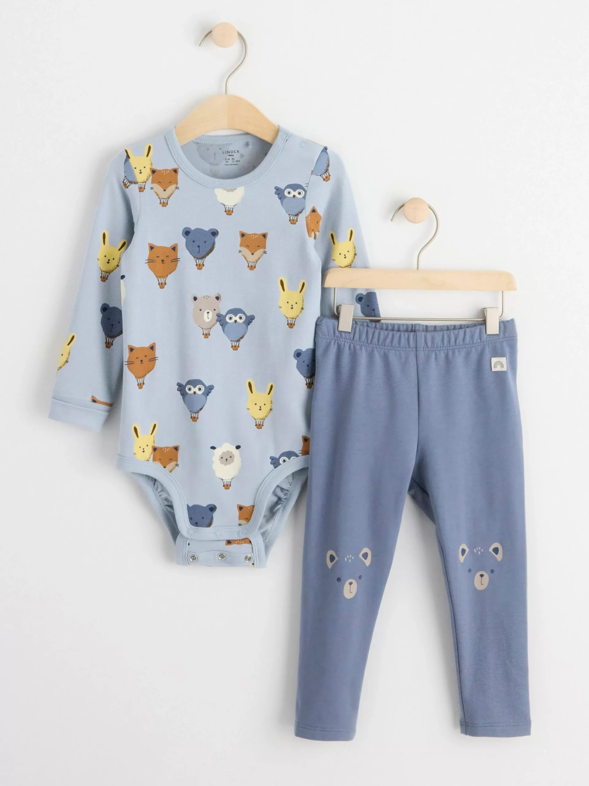 Set>Lindex Set Med Langarmad Body Och Leggings Light Dusty Blue