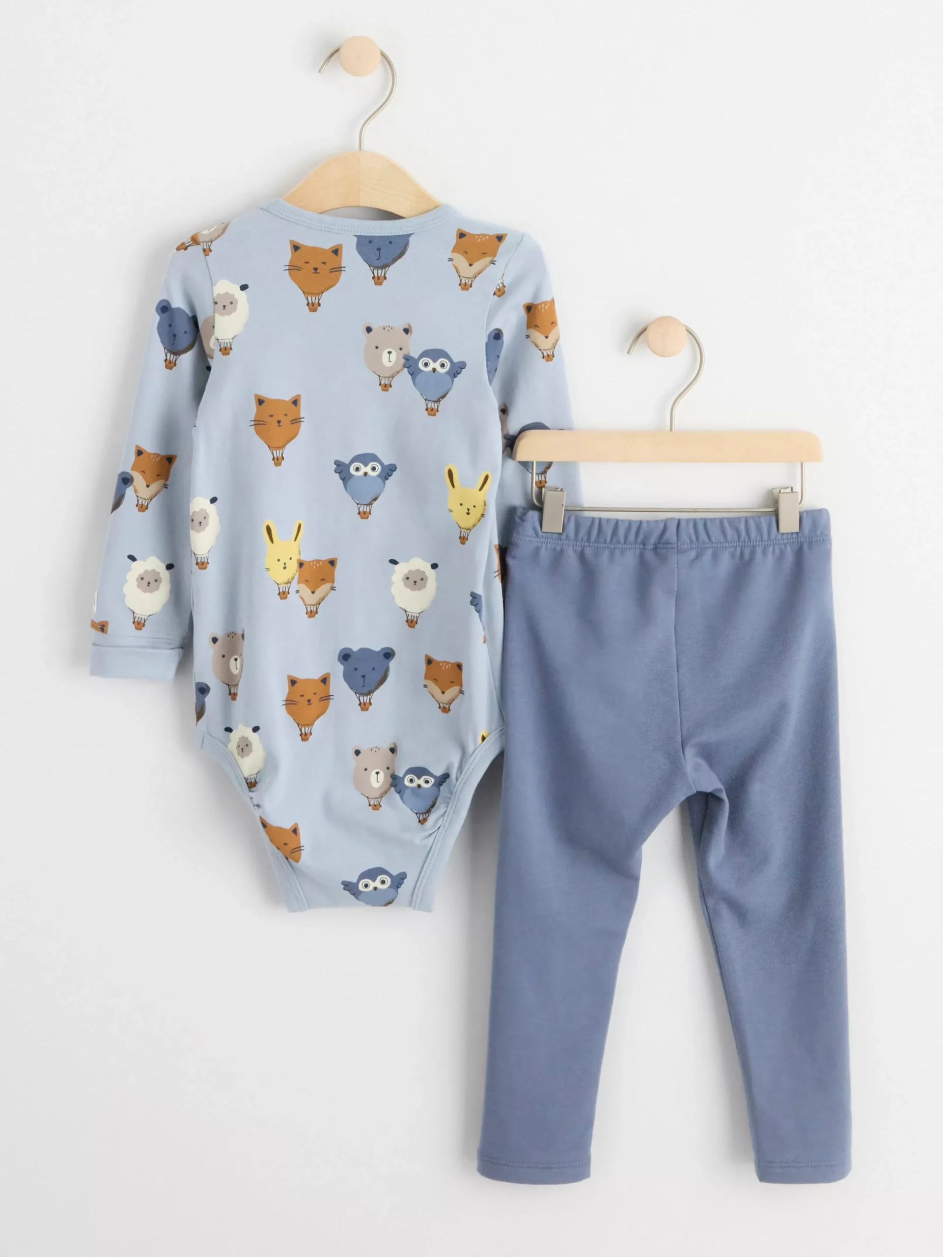 Set>Lindex Set Med Langarmad Body Och Leggings Light Dusty Blue